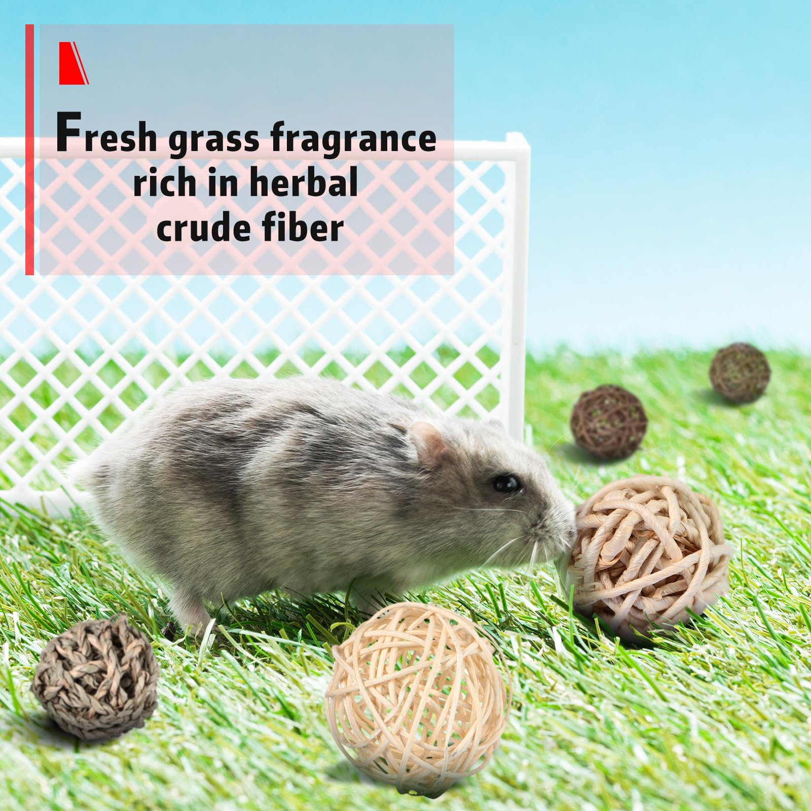 Skylety 15 Pieces Small Animal Chew Balls Rabbits Bunny Treat Chew Toys Guinea Pigs Chinchilla Balls Rolling Activity Play Grass Toys For Pet Teeth Grinding Gnawing Biting Accessories(Classic Style)