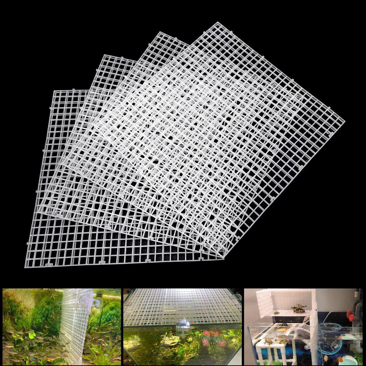 Adjustable Aquarium Fish Tank Divider Filter Bottom Plastic Grid Fish Tank Isolation Board Egg Crate Tray(White, 4Pcs 11.8X11.8I