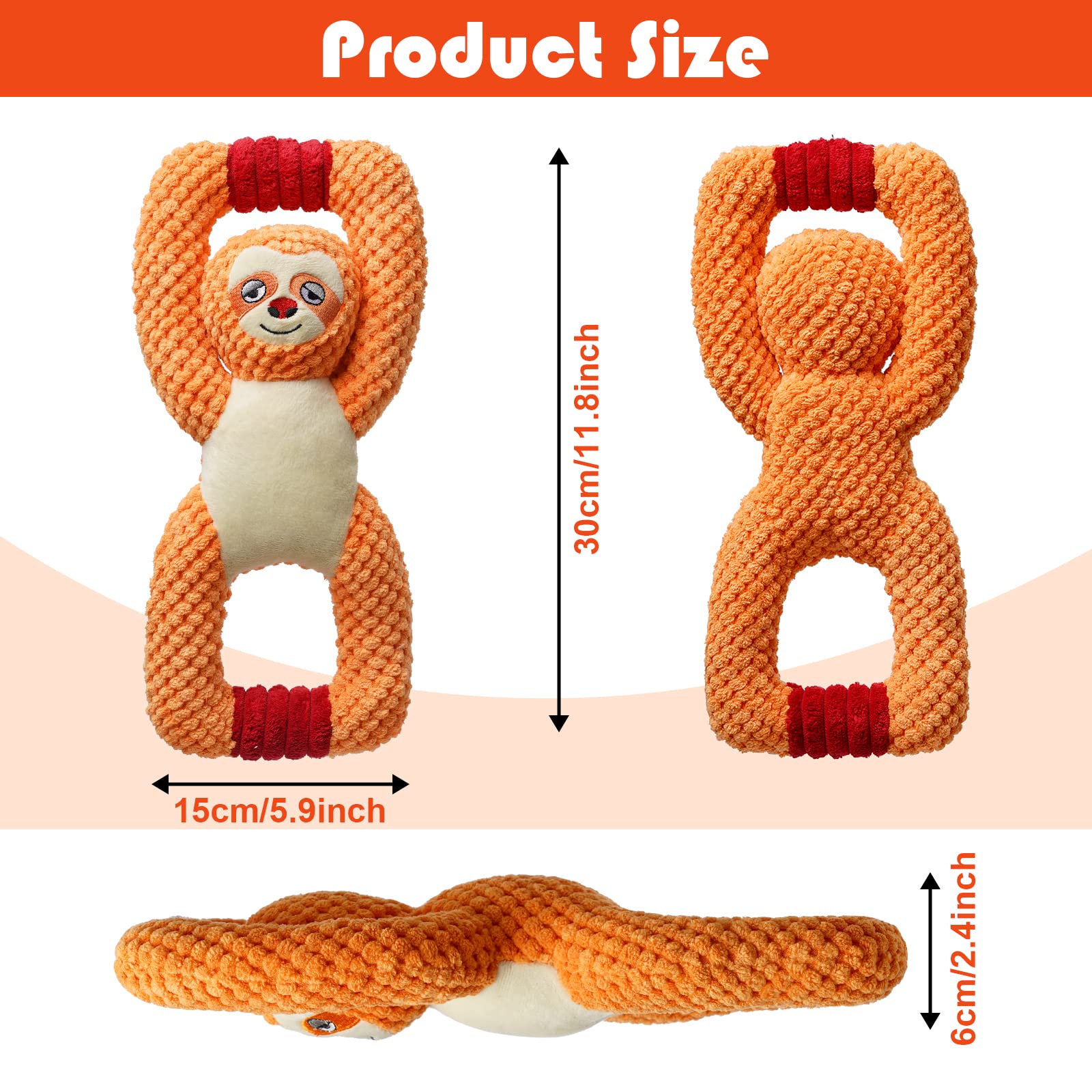 Samtotopets Large Squeaky Dog Toys, Stuffed Animal Dog Plush Toy,Interactive Puppy Toys With Crinkle Paper For Small, Medium, An