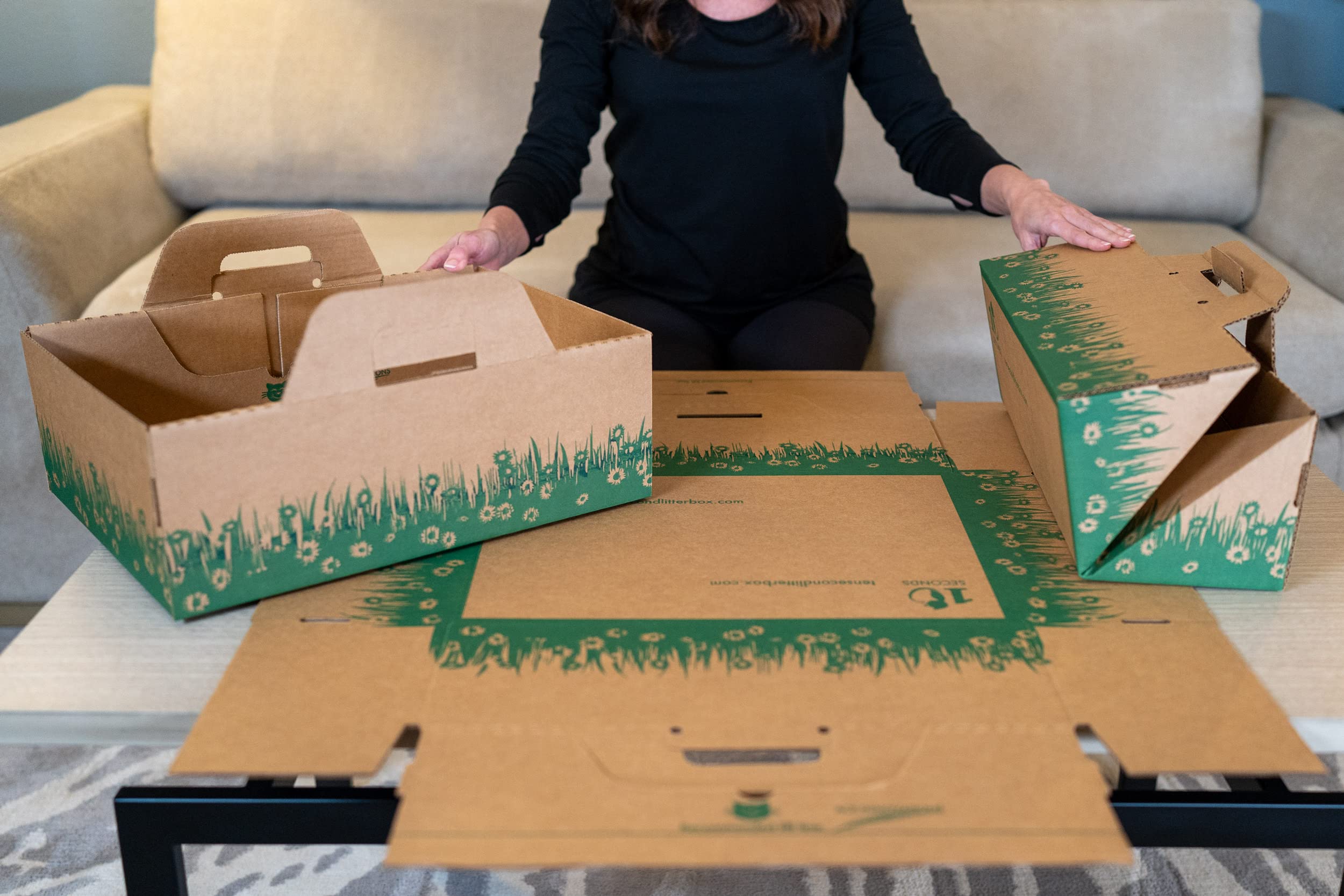 Tensecondlitterbox Disposable Ten Second Litter Boxes For Kitty/Cats (4 Count). Biodegradable Solution For Quick And Easy Disposal. Made Of Recyclable Material. (4-Pack), 17X13X6''