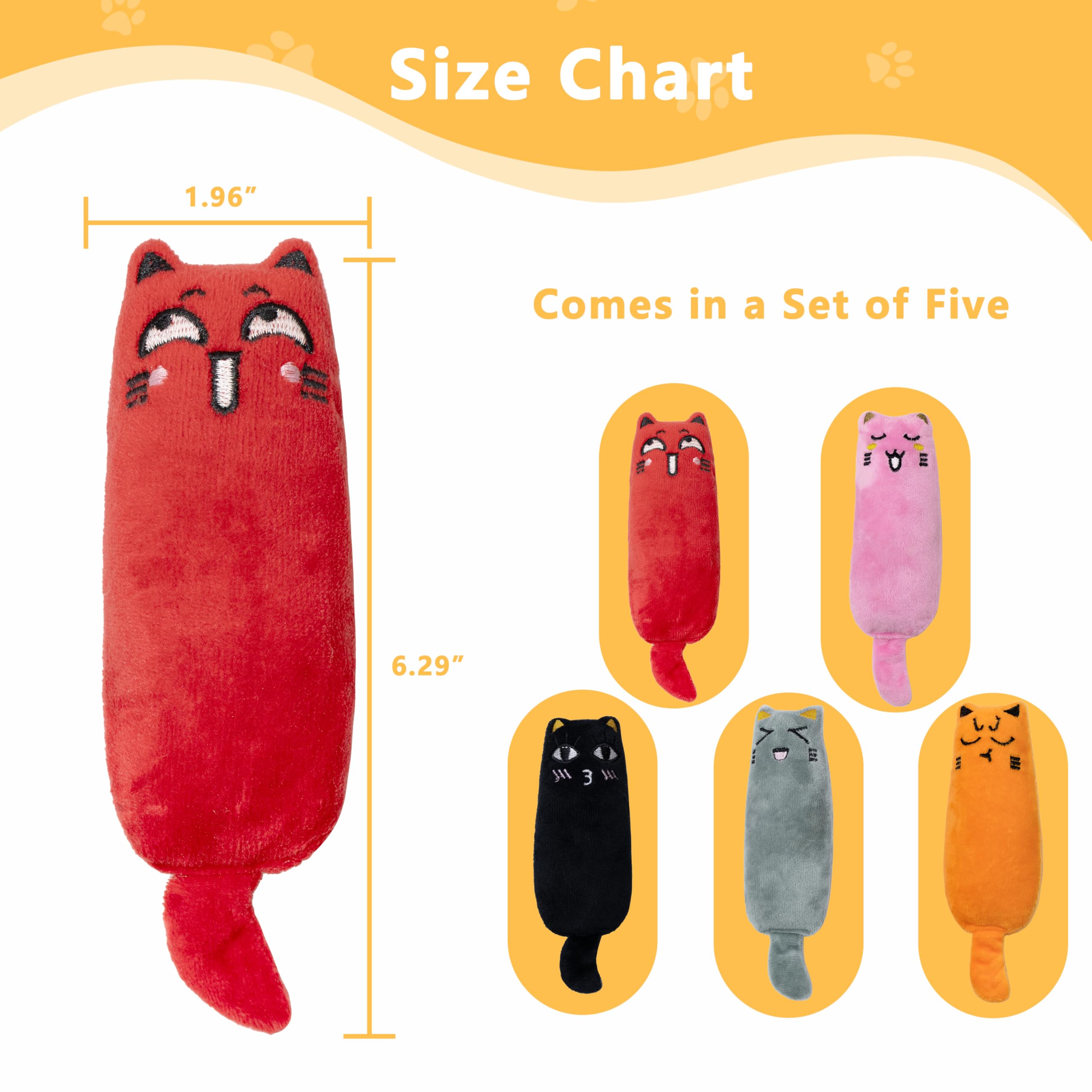 Maiiu 5Pcs Catnip Toys, Funny Cat Toys, Bite Resistant Cat Toys, Indoor Cartoon Cat Toys For Cat,Cat Chew Toys