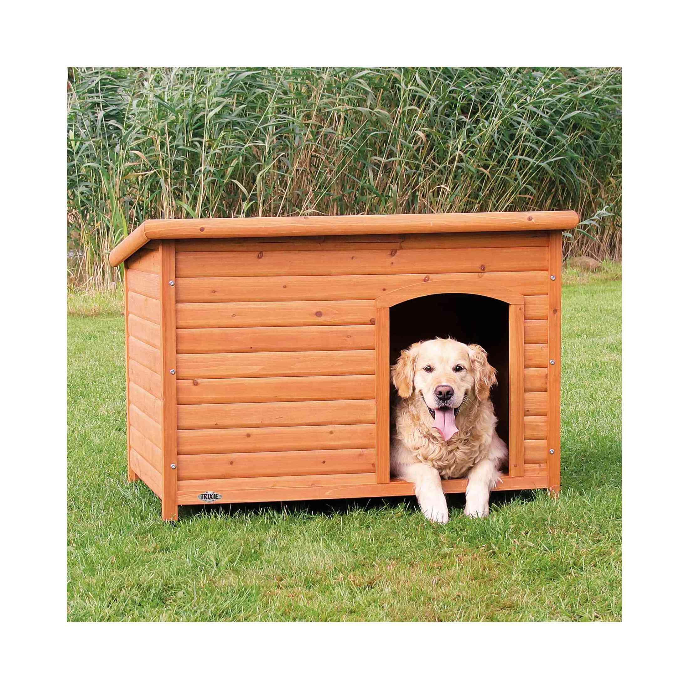 TRIXIE Large natura Classic Outdoor Dog House, Weatherproof Finish, Elevated Floor, Brown 45.5 x 31 x 32.25 inch