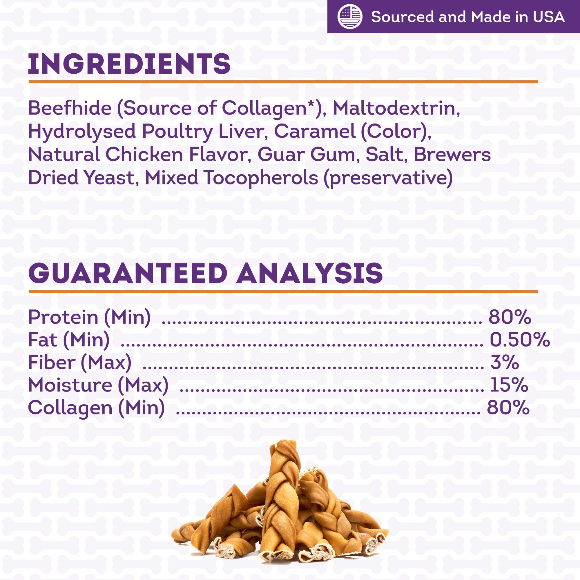 Treatly USA Collagen Braids Assorted Dog Chew Treats - Chicken Marinade Flavor, 10oz/1 Pack