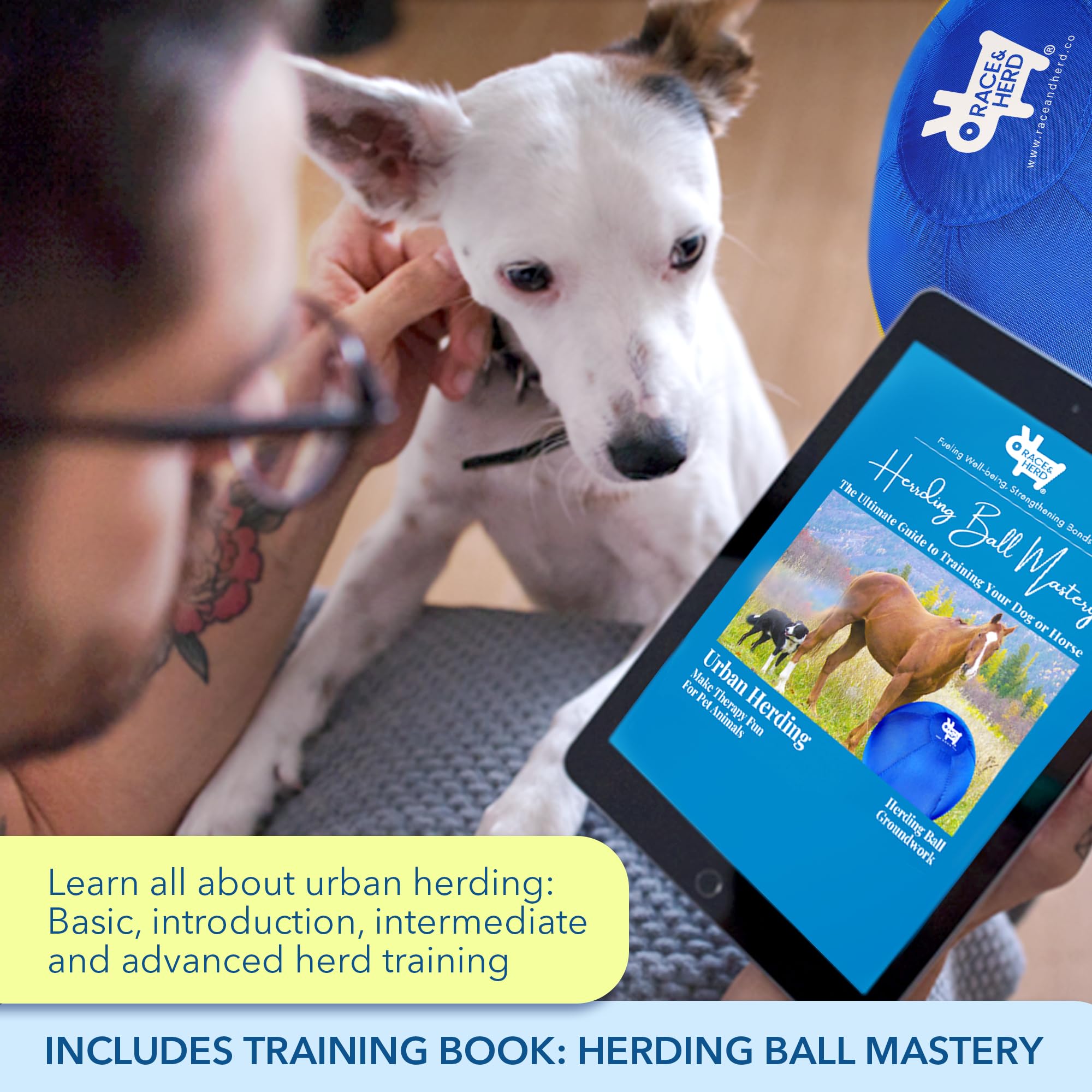 Race&Herd 25 '' Herding Ball For Dogs, Dog Herding Ball For Australian Shepherd, Cattle Dogs, Border Collie, Blue Heelers Herdin