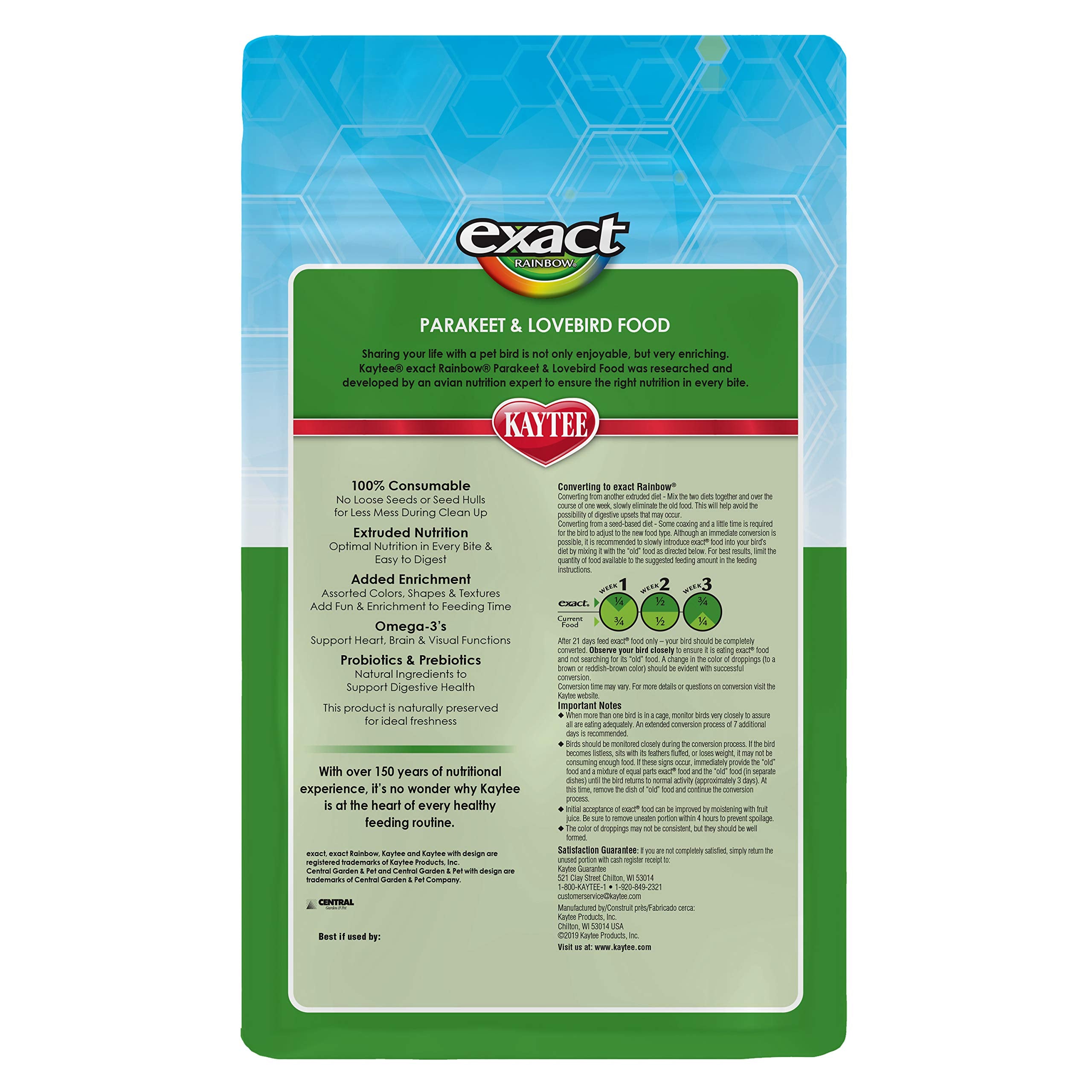 Kaytee Exact Rainbow Parakeet & Lovebird Food, 2-Pound