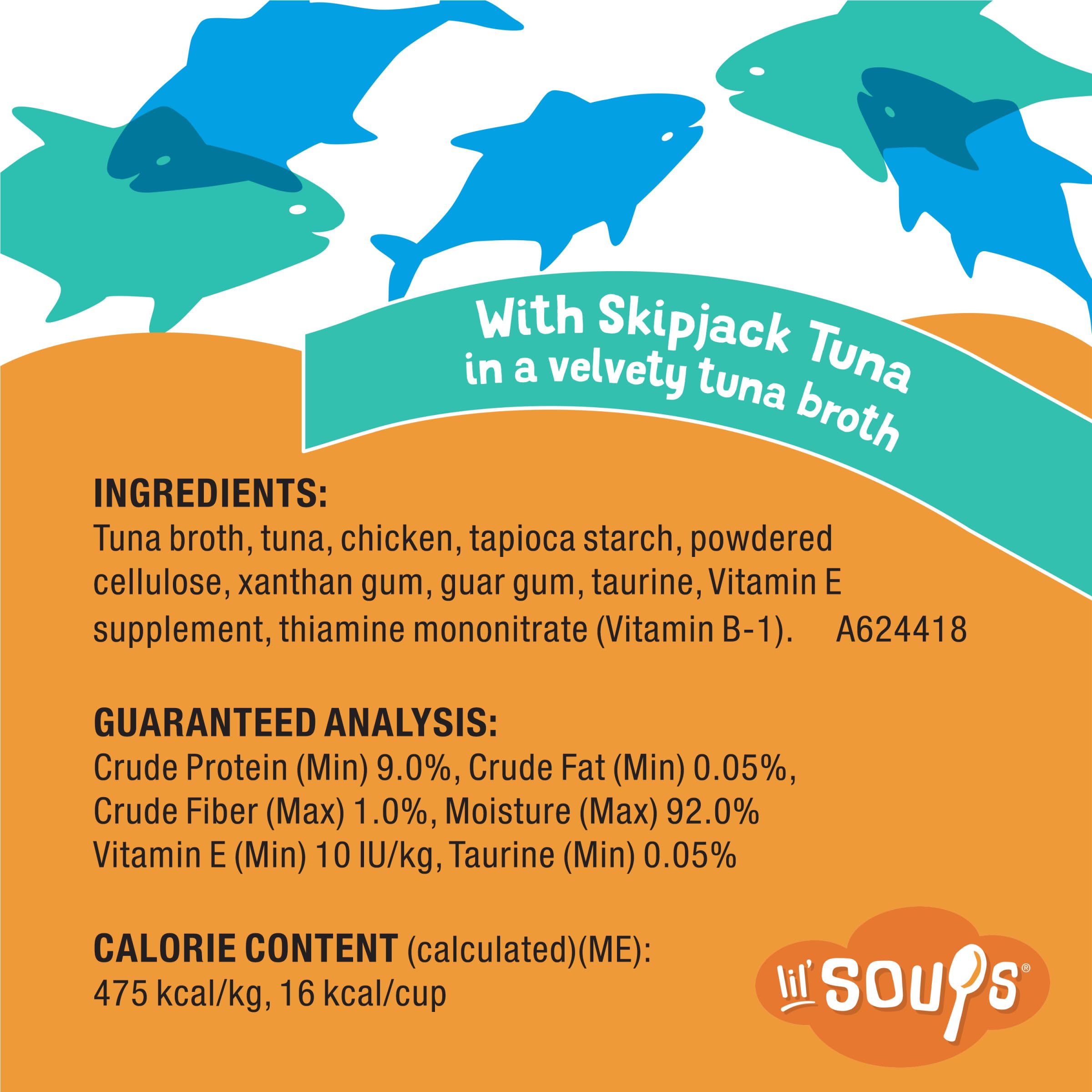 Purina Friskies Natural, Grain Free Senior Broth Wet Cat Food Lickable Cat Treats, Lil Soups Skipjack Tuna - (Pack of 8) 1.2 oz