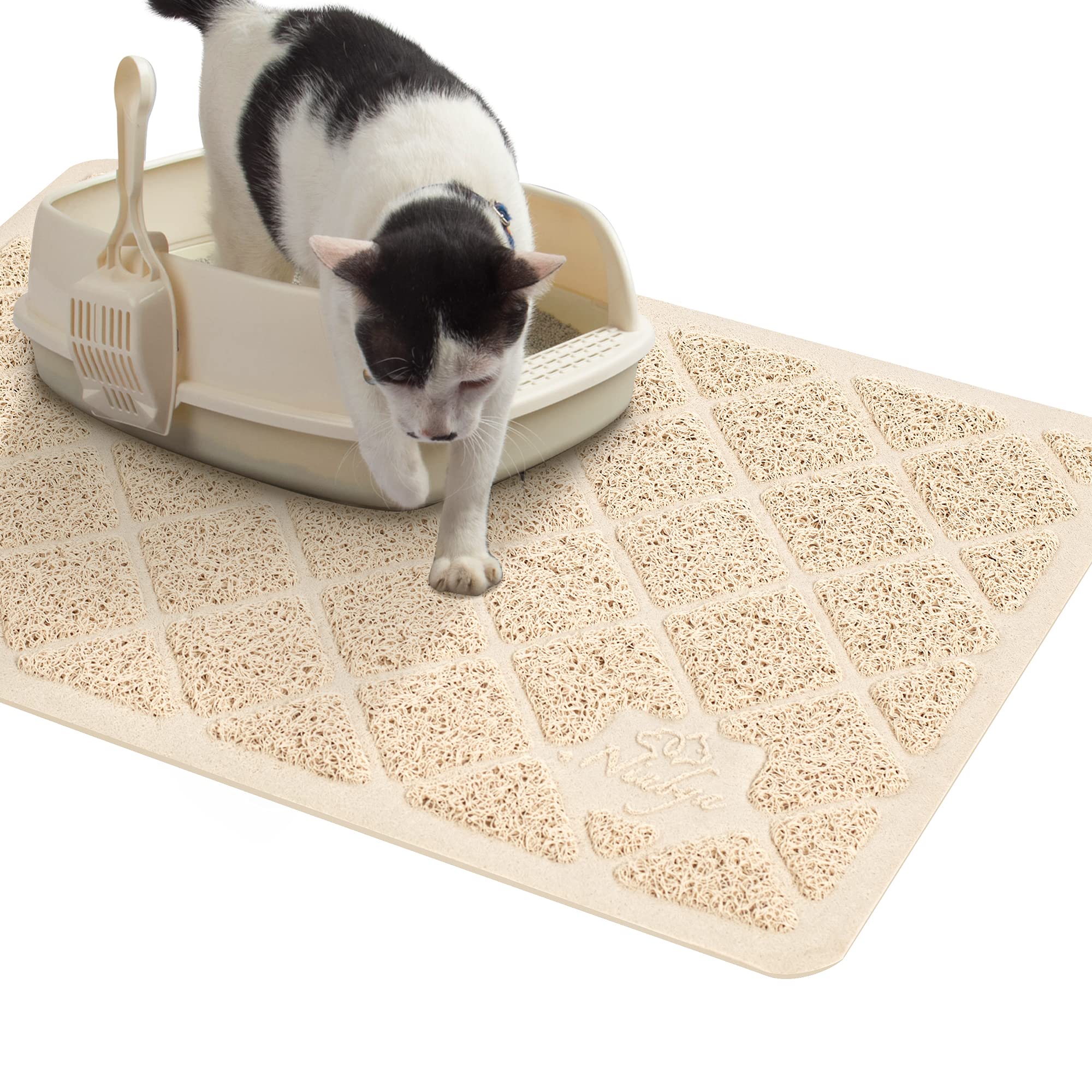 Niubya Premium Cat Litter Mat, Litter Box Mat With Non-Slip And Waterproof Backing, Litter Trapping Mat Soft On Kitty Paws And Easy To Clean, Cat Mat Traps Litter From Box