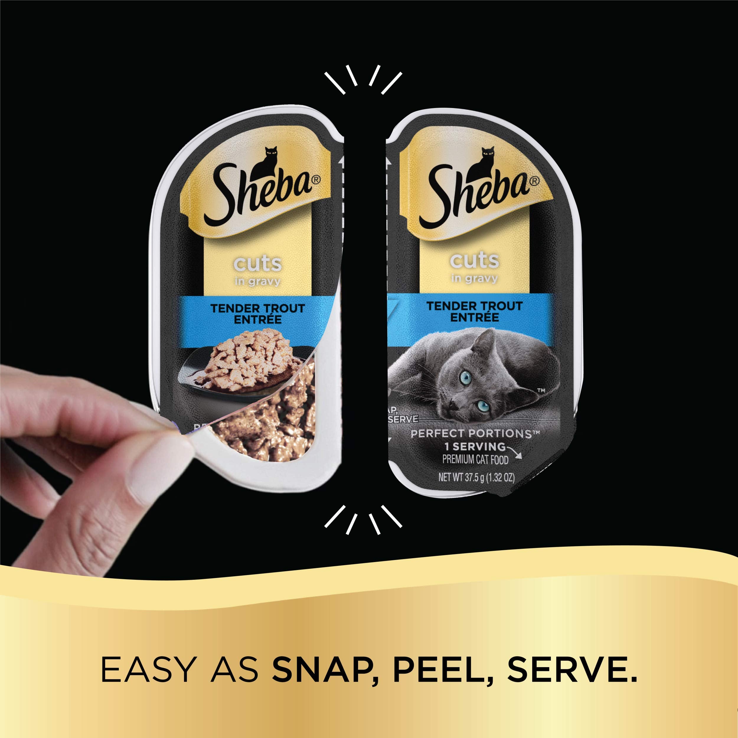 Sheba Perfect Portions Wet Cat Food Cuts in Gravy Tender Trout Entree, 2.6 oz., Twin-Pack Trays (24 Count, 48 Servings)