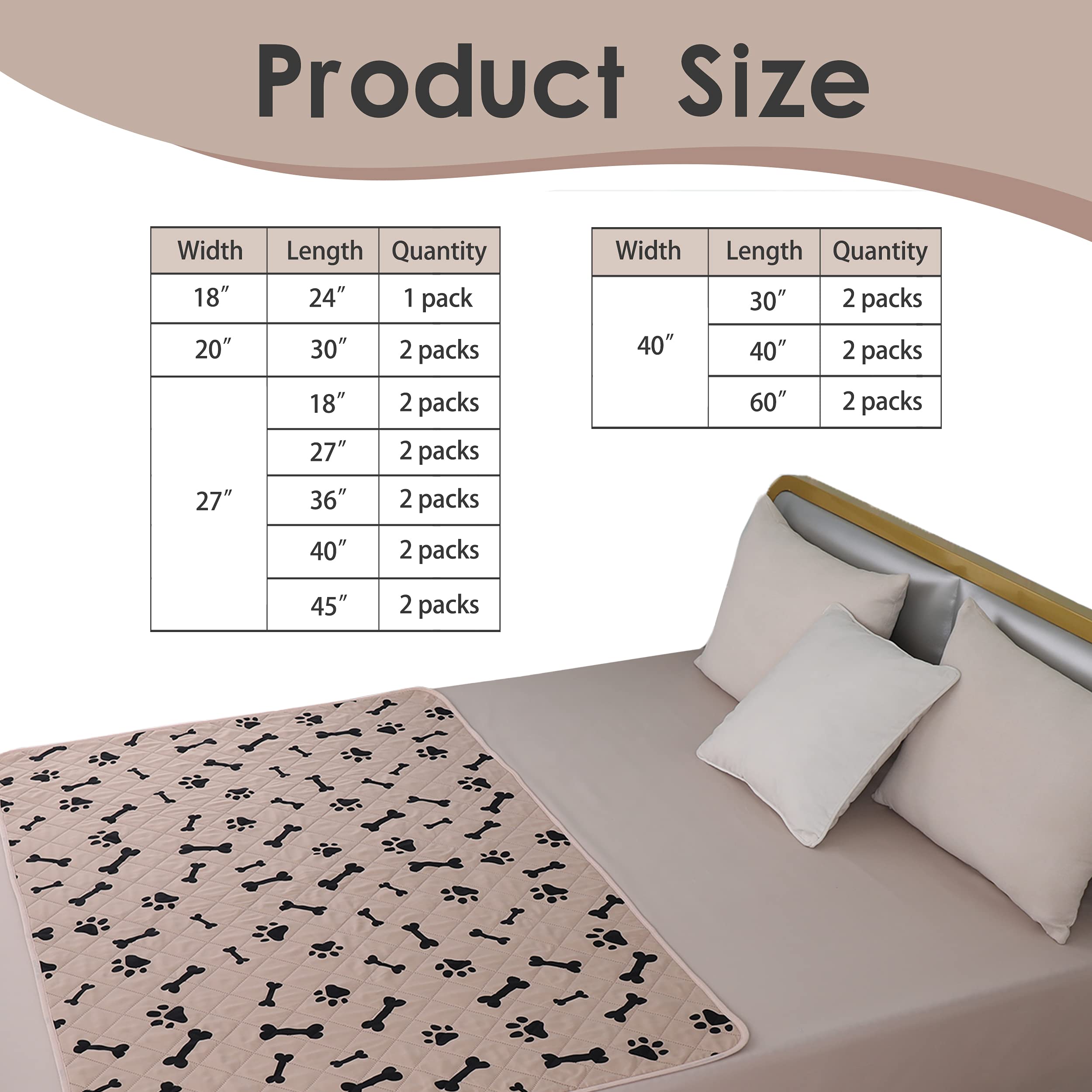 Dog Crate Pee Pads - Wahable Dog Rugs Non-Slip Puppy Pads For Small Dogs, Water Absorb Training Pads (4060 Beige)