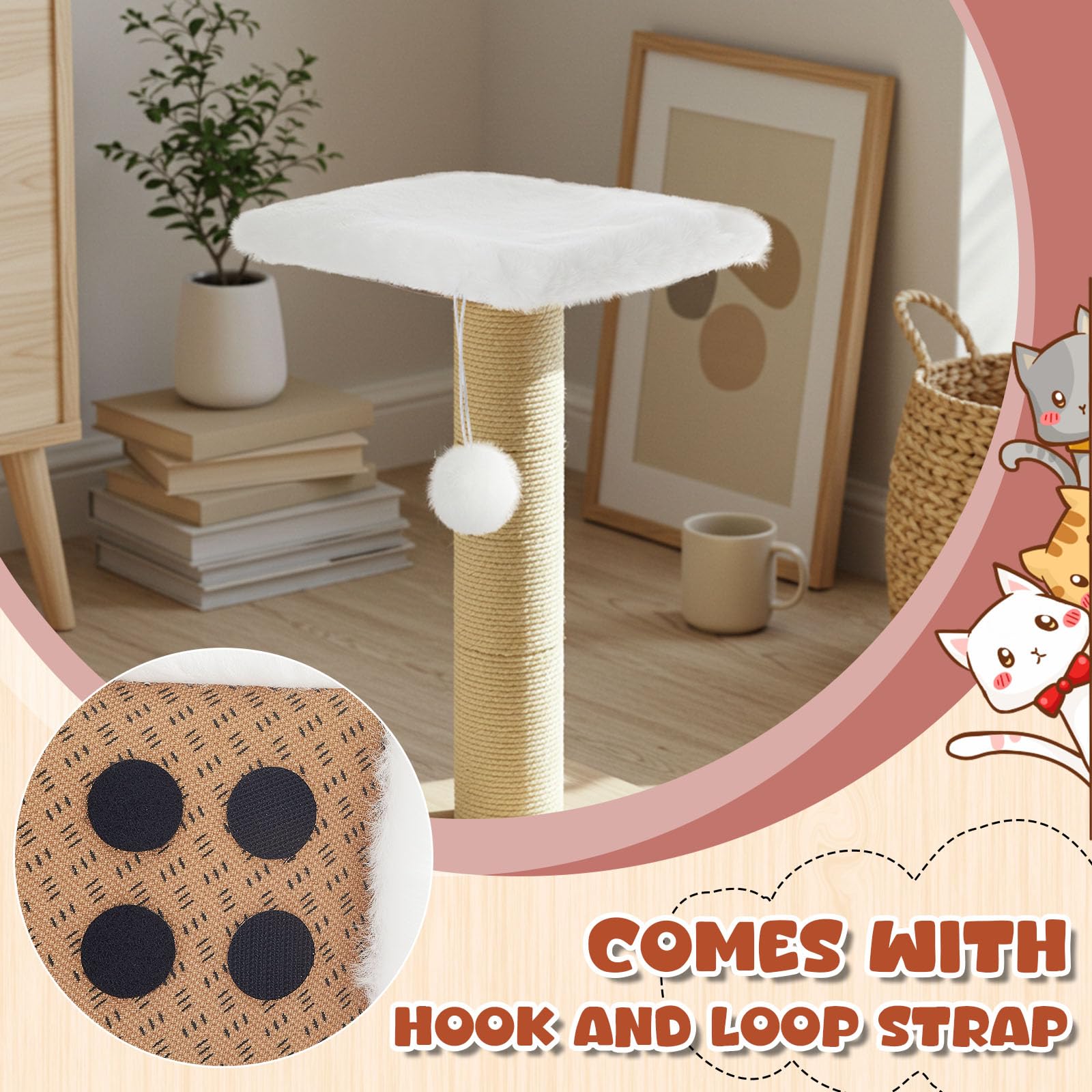 Abbylike 3 Pack 11.8 Square Cat Dog Bed Cushion Pad Mat Faux Rabbit Fur Pet Bed with Ball Anti Slip Soft Washable Cat Tree Tower