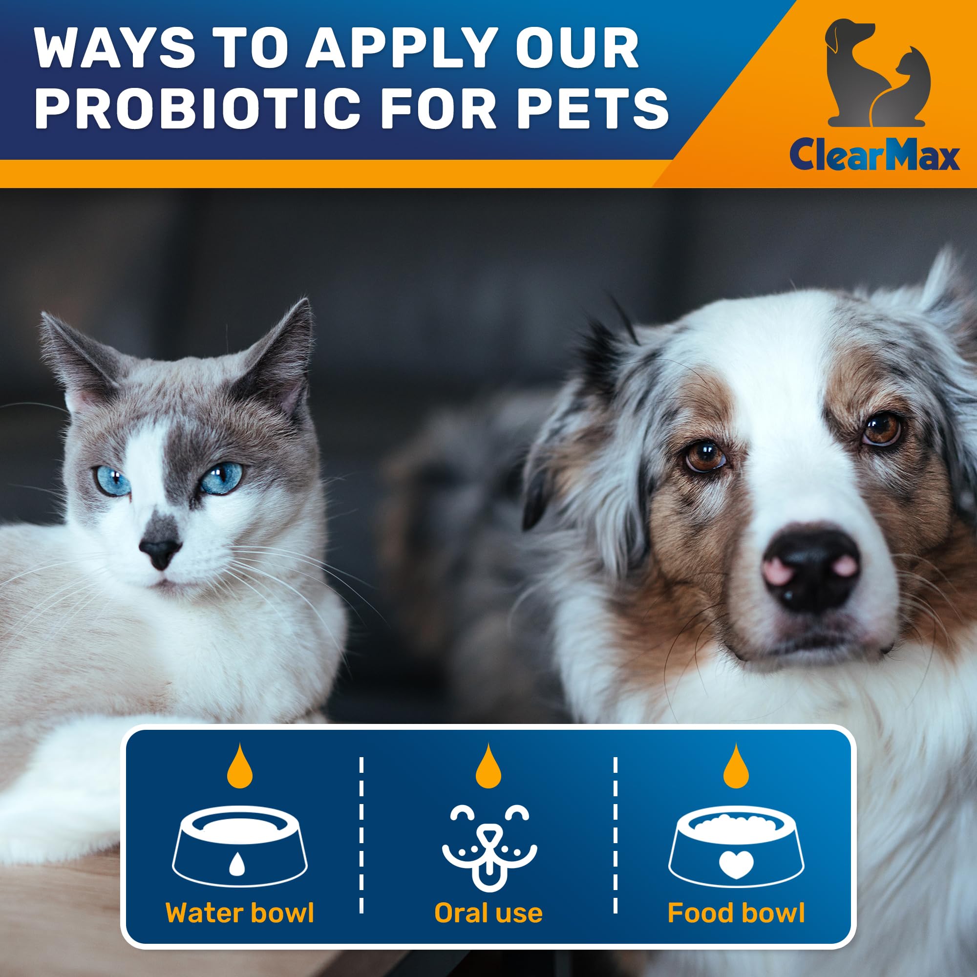 Liquid Probiotics for Dogs and Cats - 6 Billion CFU Pet Digestive Support - Dog Probiotics with Enzymes - Cat Probiotic Suppleme