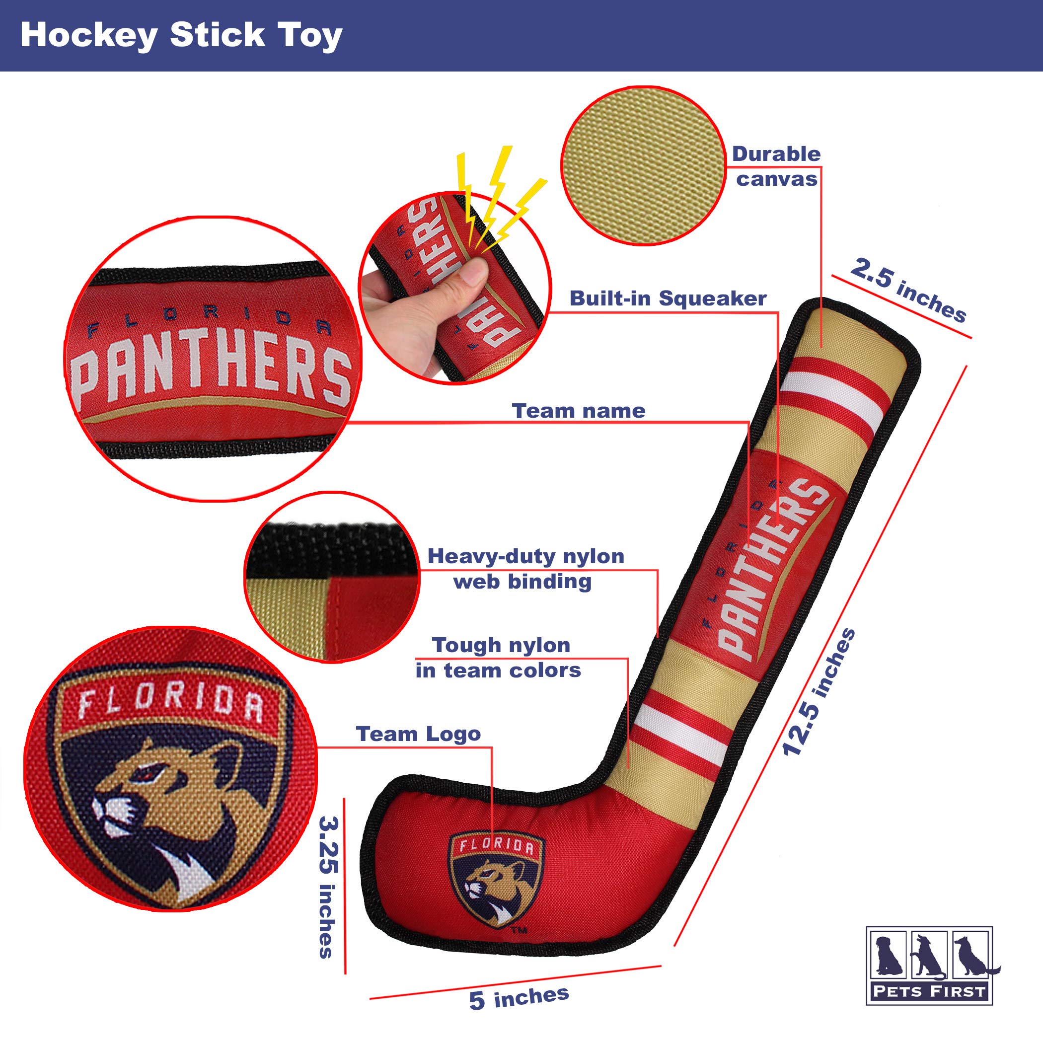 Nhl Florida Panthers Stick Toy For Dogs & Cats. Play Hockey With Your Pet With This Licensed Dog Tough Toy Reward!
