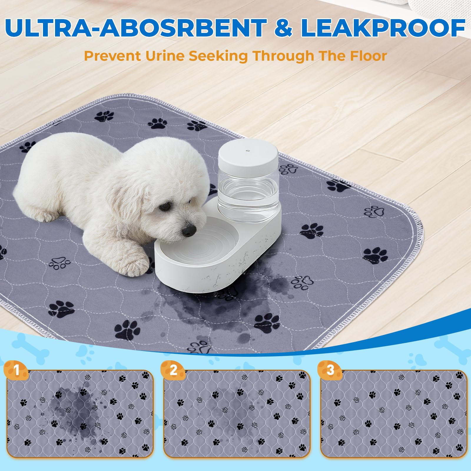 Fostanfly Reusable Puppy Pads, 2 Pack 18''X 24'' Washable Pee Pads For Dogs, Absorbent And Leakproof Wee Wee Mat, Waterproof Non