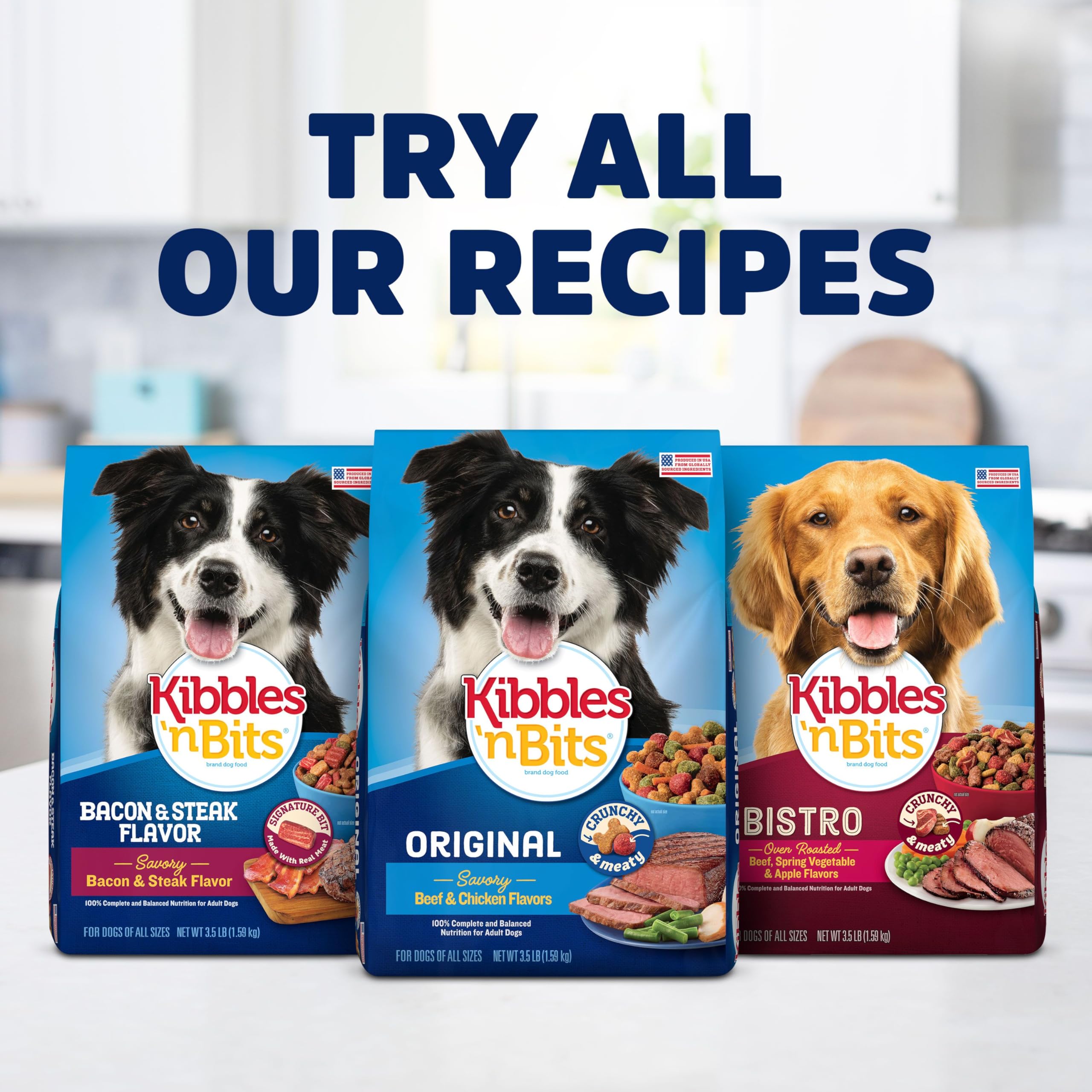 Kibbles n Bits Mini Bits Small Breed Savory Bacon & Steak Flavor Dry Dog Food, 3.5 lb. Bag
