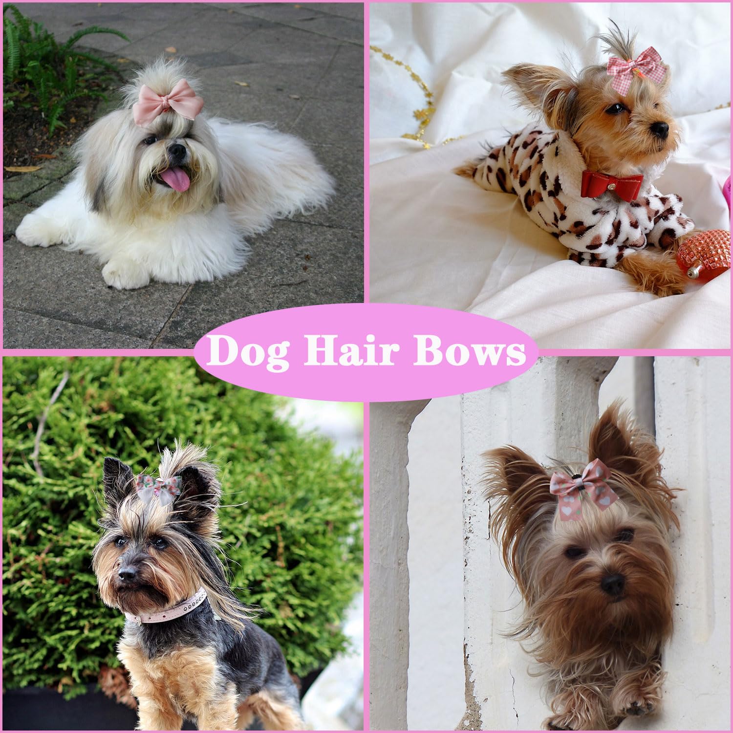 Zaabaazina Dog Hair Bows, 20Pcs Cute Mixed Styles, Puppy Hair Accessories, Rubber Bands, Handmade For Yorkie, Girl Dogs