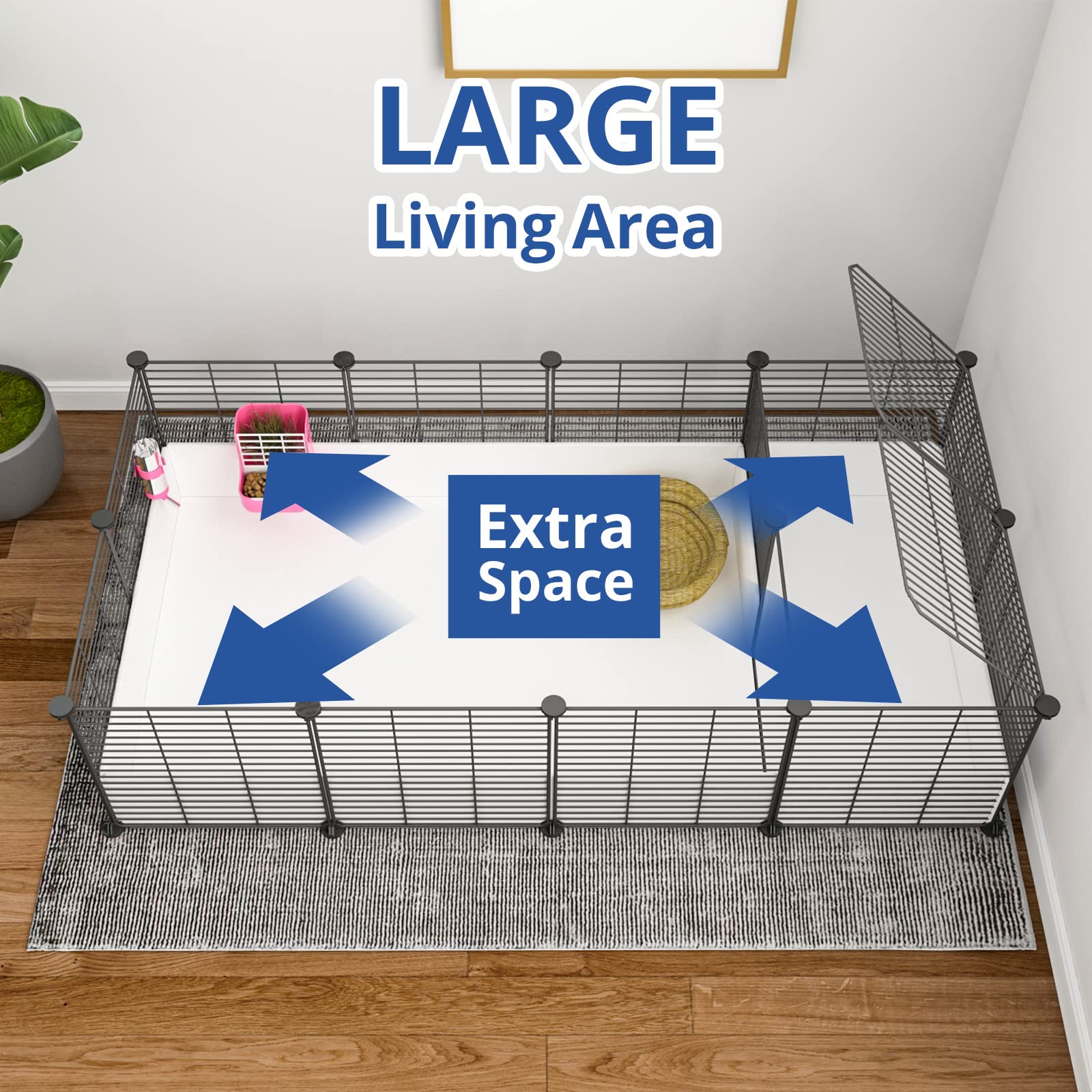 Oneluck Guinea Pig Cage, Indoor Habitat With Waterproof Plastic Bottom,Playpen For Small Pet Bunny, Turtle, Hamster, Partition C