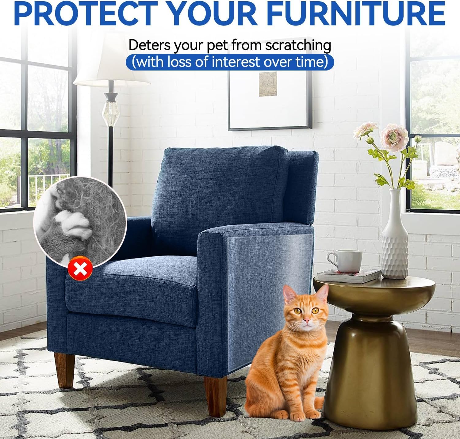 [Thicken Vinyl] Anti Cat Scratch Furniture Protector, Single-Sided Sticky Couch Protector From Cat Claws, Stronger Adhesive Cat