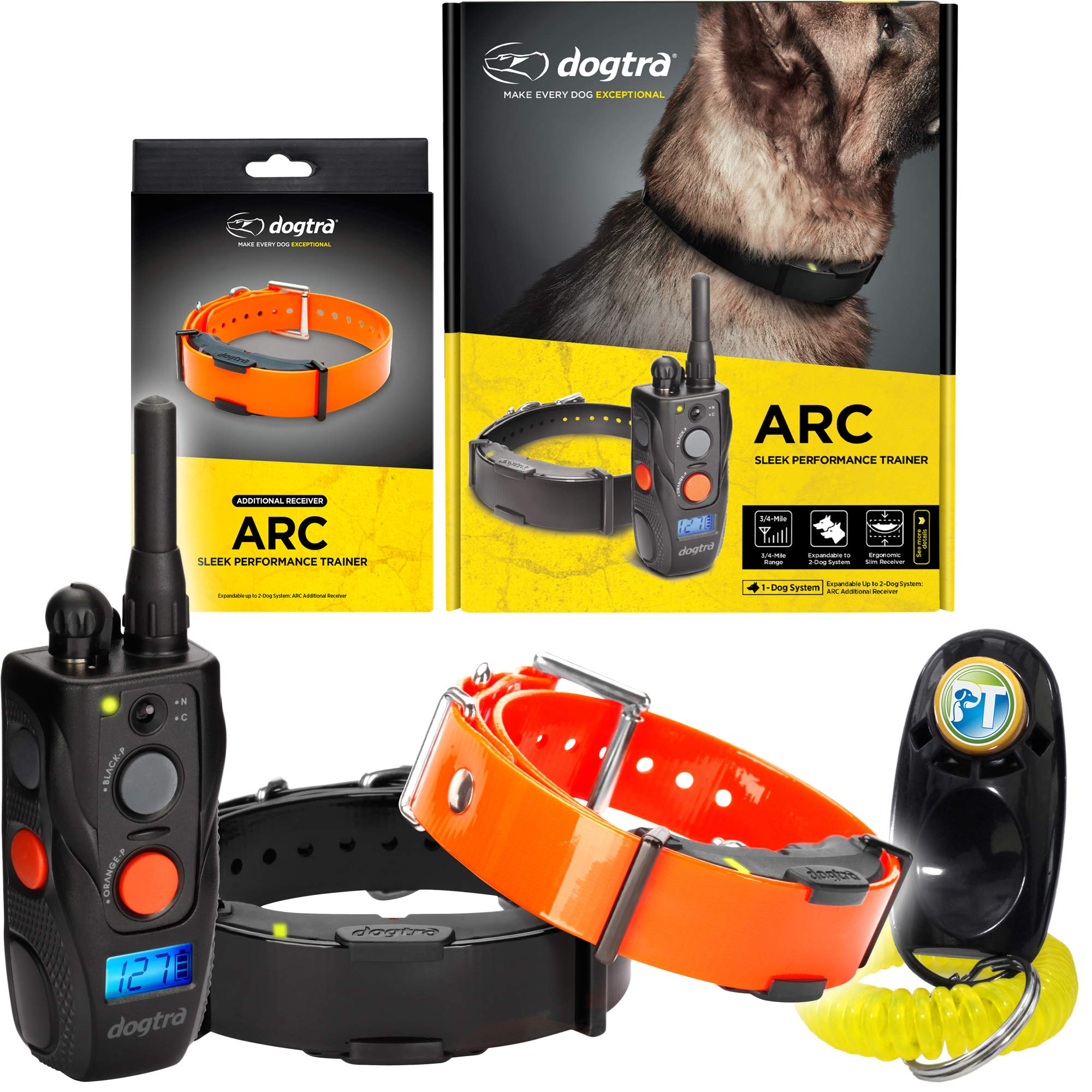 Dogtra Arc 2-Dogs Remote Training Collar - 3/4 Mile Range, Waterproof, Rechargeable, Static Stimulation, Vibration, Audible Tone