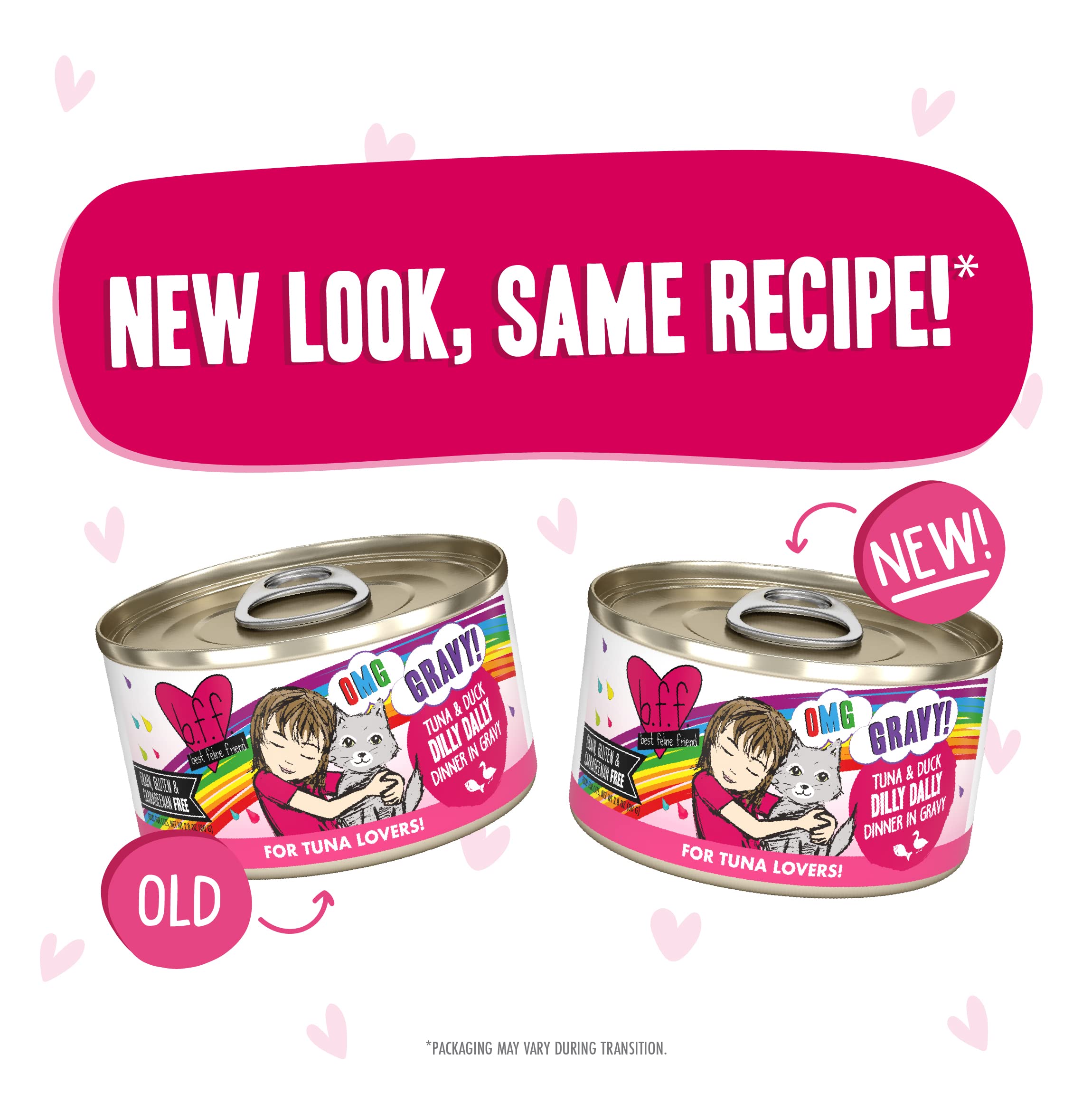 B.F.F. OMG - Best Feline Friend Oh My Gravy!, Tuna & Duck Dilly Dally with Tuna & Duck, 2.8oz Can (Pack of 12)