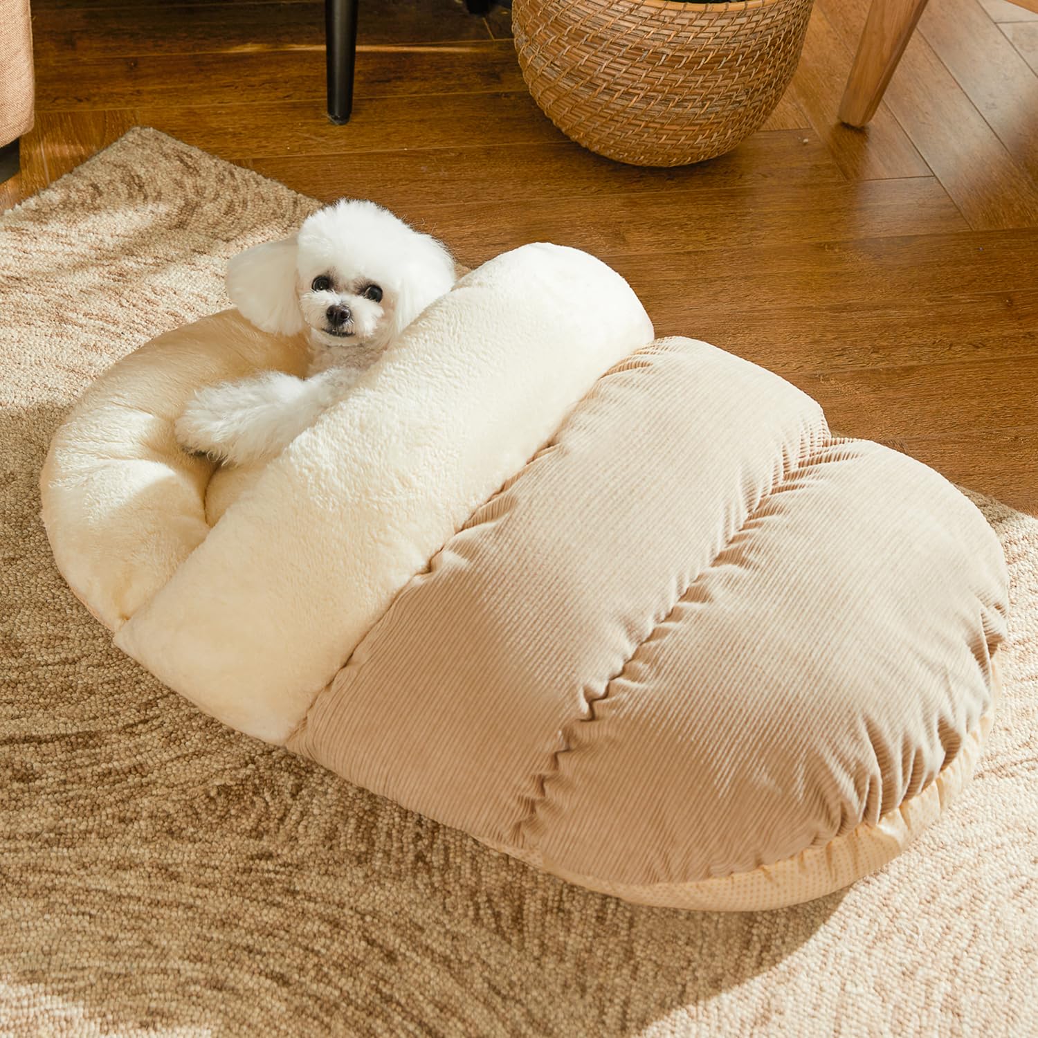Bed for Dog and Cat, Pet Bed, Ultra Soft Cute Plush Slipper Cat Cave Bed, Anti Slip Warm Pet House Nest, Self-Warming, Ideal for