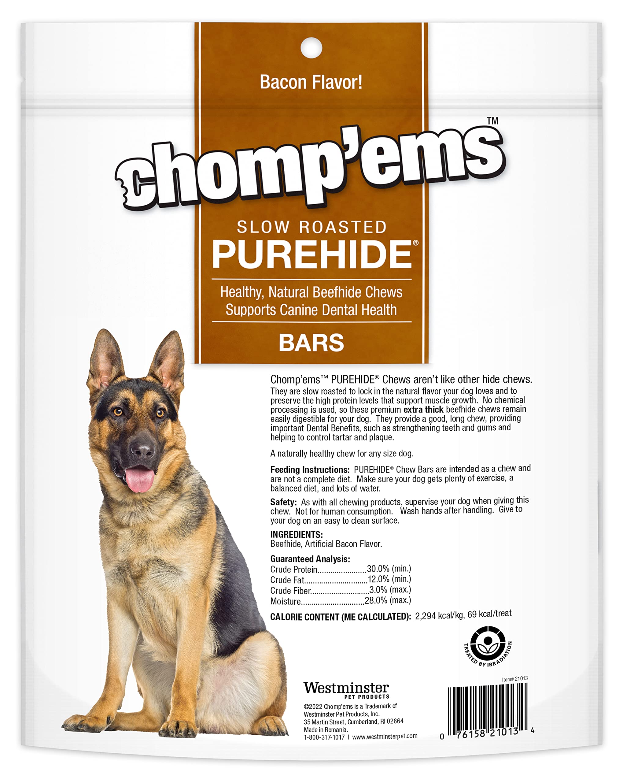 CHOMP 'EMS Ruffin' It Purehide Dog Chew, 12oz, Brown, Model 21013