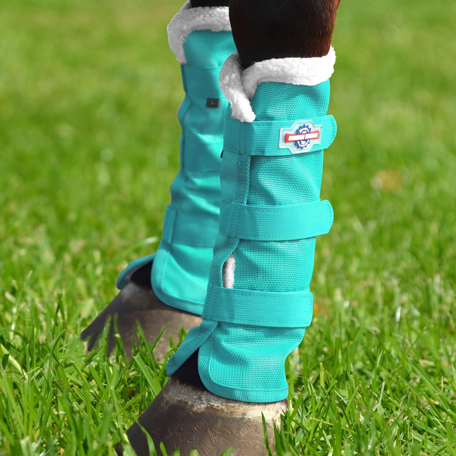 Harrison Howard Horse Fly Boots with Fleece Trim Long-Lasting Breathable Cool Mesh Adjustable Closure