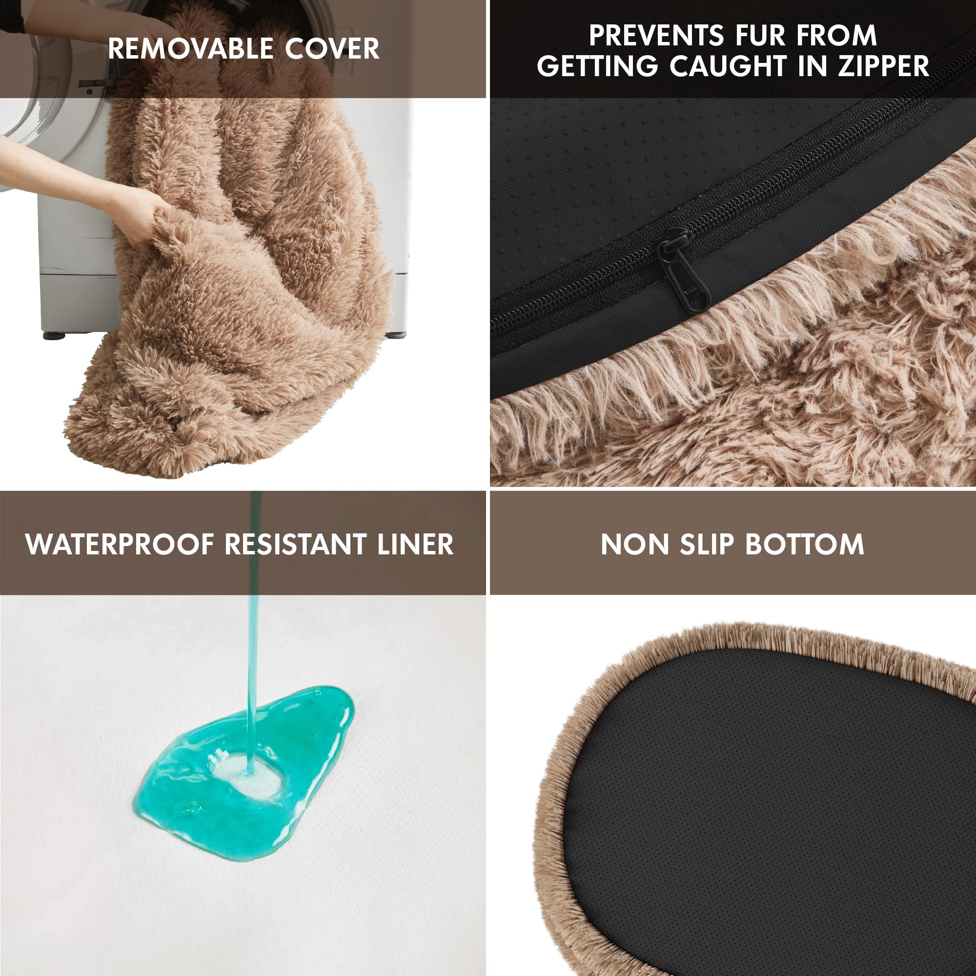 Cozzze Orthopedic Calming Dog Bed for Large Dogs, Anti Anxiety Pet Beds with Supportive Foam, Removable Washable Oval Pets Couch
