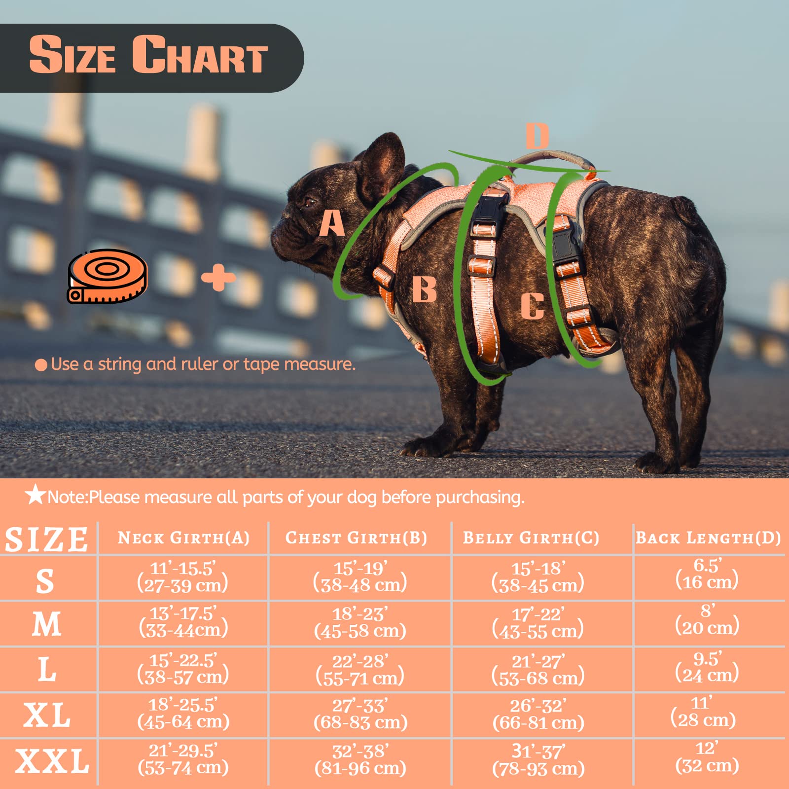 Escape Proof Dog Harness, Escape Artist Harness, Fully Reflective Harness With Padded Handle, Breathable,Durable, Adjustable Vest For Small Dogs Walking, Training, And Running Gear Orange (Small)