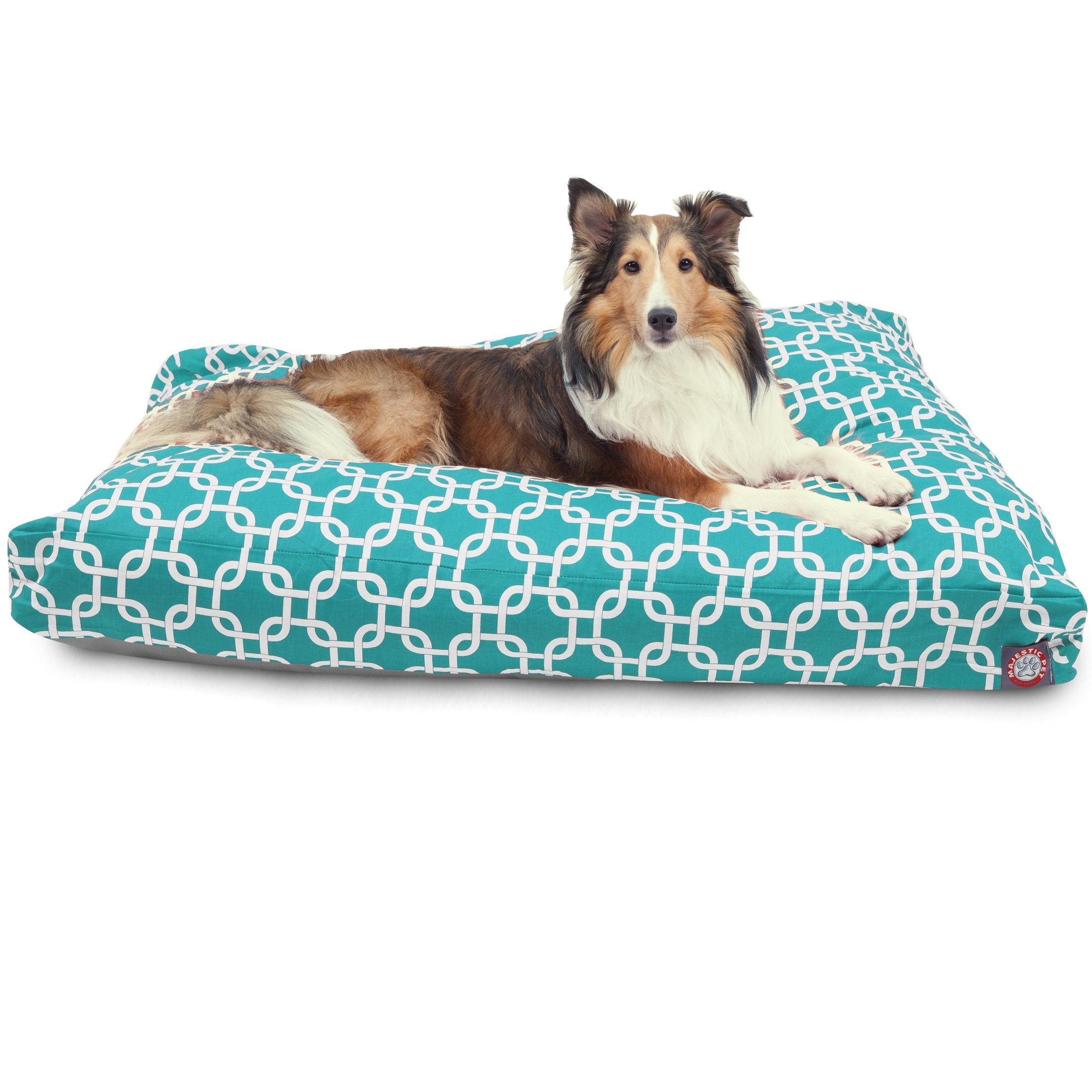 Teal Links Large Rectangle Indoor Outdoor Pet Dog Bed With Removable Washable Cover By Majestic Pet Products