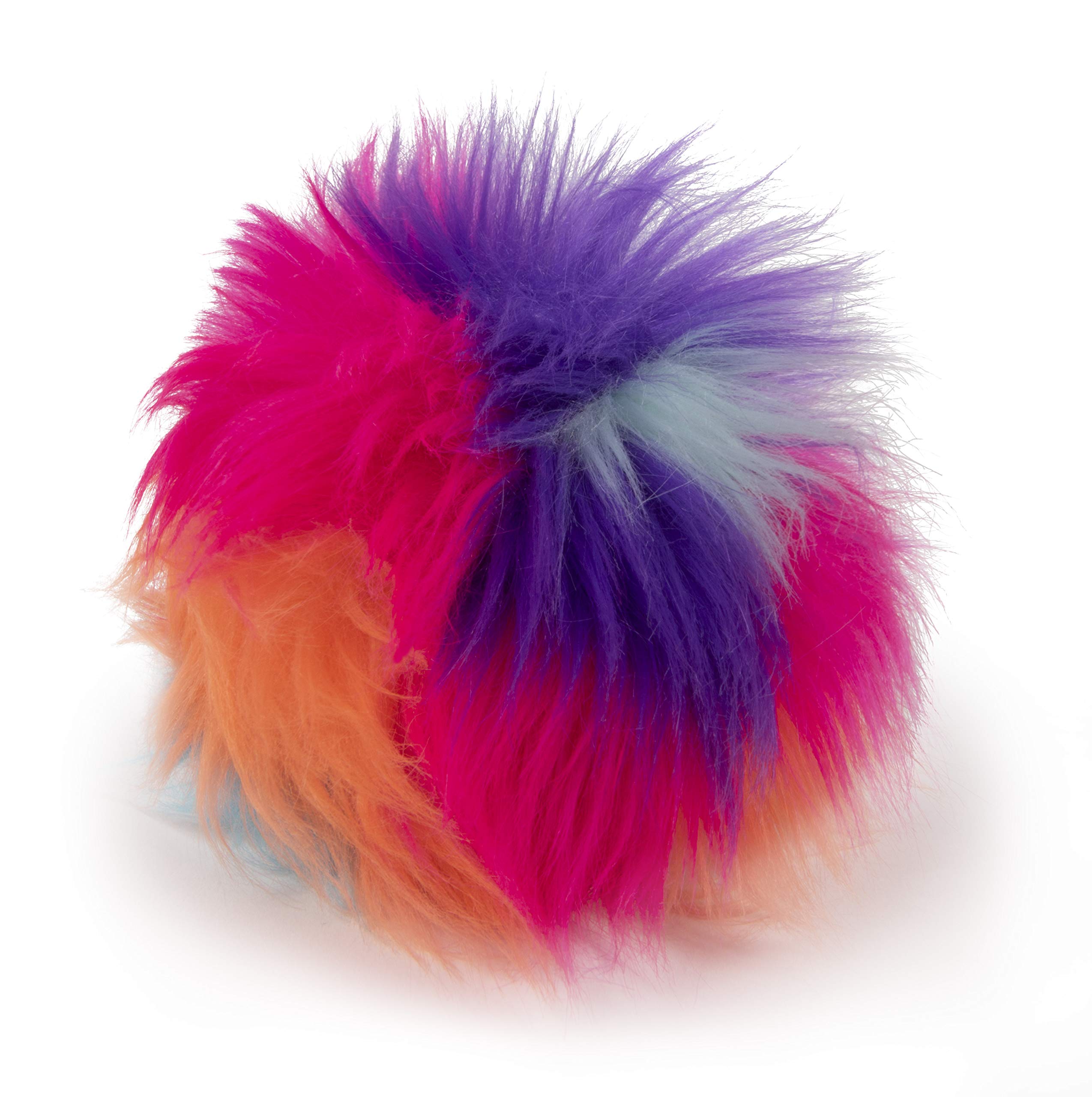 Godog Just For Me Furballz Squeaky Plush Ball Dog Toy, Chew Guard Technology - Cool Rainbow, Mini