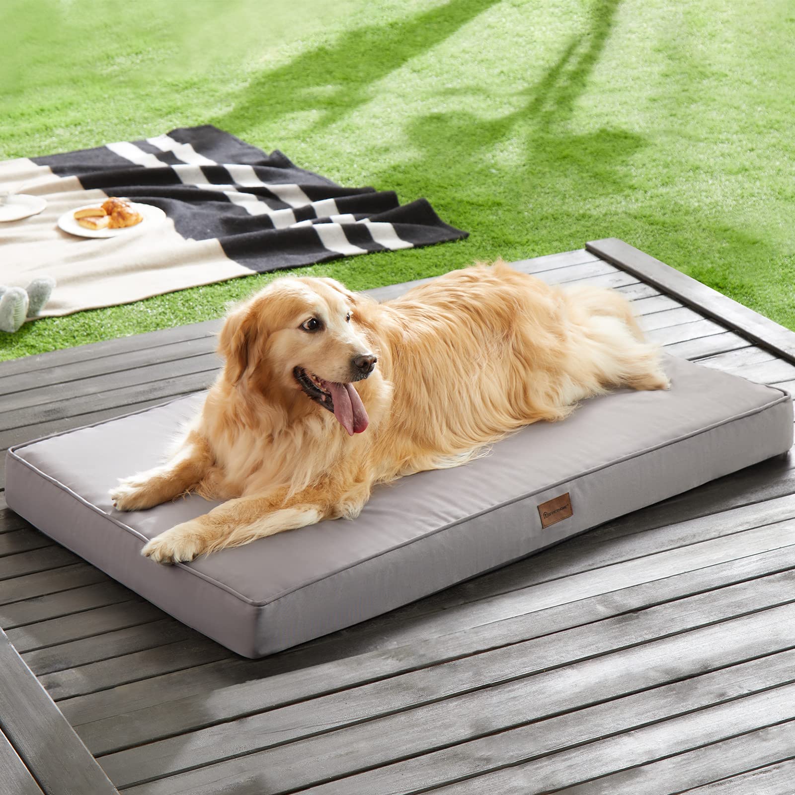 Bfpethome Outdoor Dog Bed For Large Dogs, Waterproof, Orthopedic With Removable Washable Cover, Egg Crate Foam Mat (47 X 29 In,