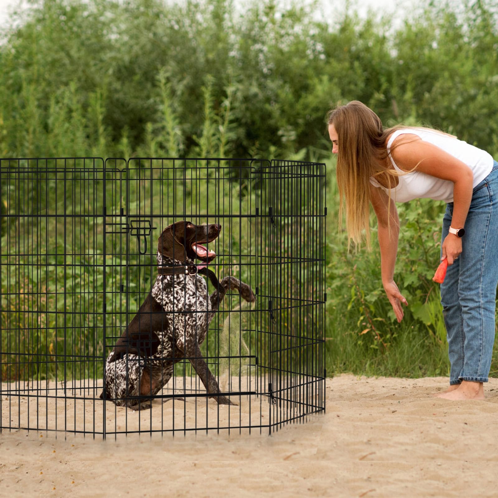 Dog Pen Pet Playpen Dog Fence Indoor Foldable Metal Wire Exercise Puppy Play Yard Pet Enclosure Indoor Outdoor 8 Panels 36 Inch