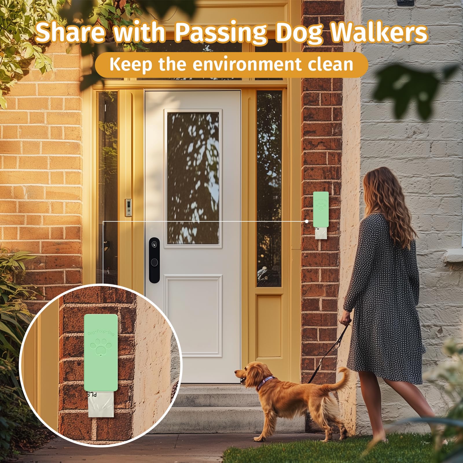 Qeerable Dog Poop Bag Dispenser, Wall-Mounted Dog Bag Dispenser Outdoor Or Indoor For Doggy And Pets, Green Dog Poop Bag Holder