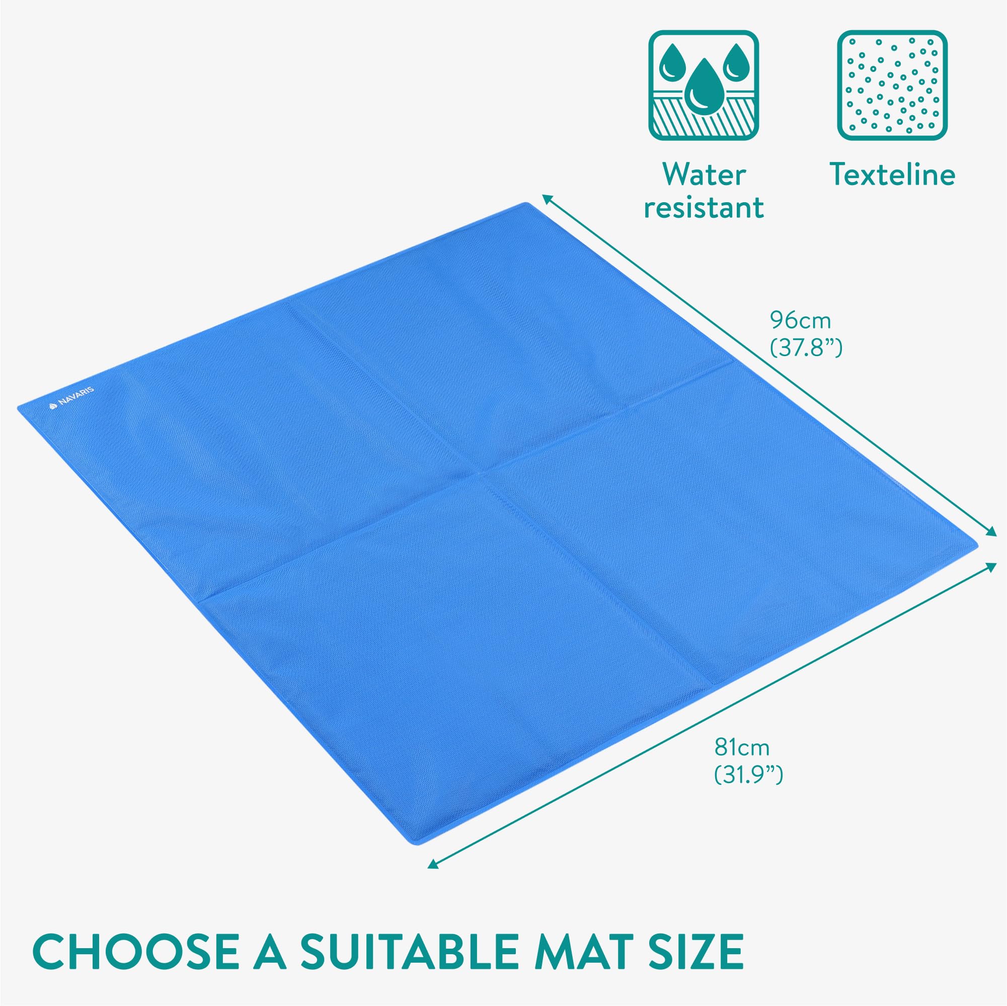 Navaris Gel Pet Cooling Mat With Durable Textiline Cover - Cool Pad For Dog Or Cat - Cooler Bed Mats For Dogs Or Cats - 31.89 X