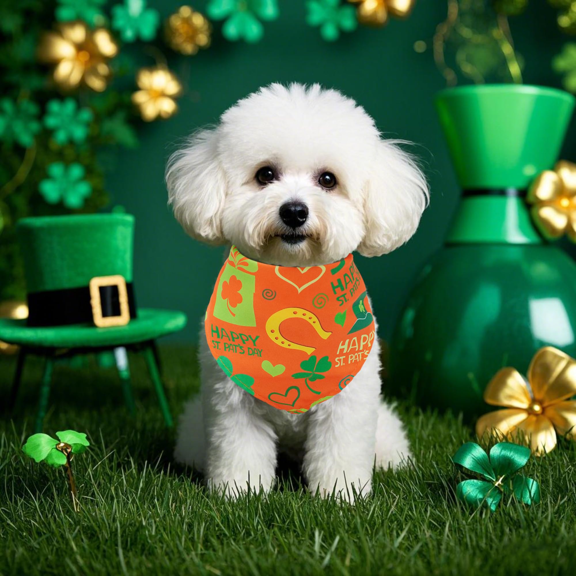 Pai Sence St Patricks Day Dog Bandanas For Small Dog Breed 7 Pcs Doggy Bandanas 18 Inch Adjustable Scarves Puppy Grooming S