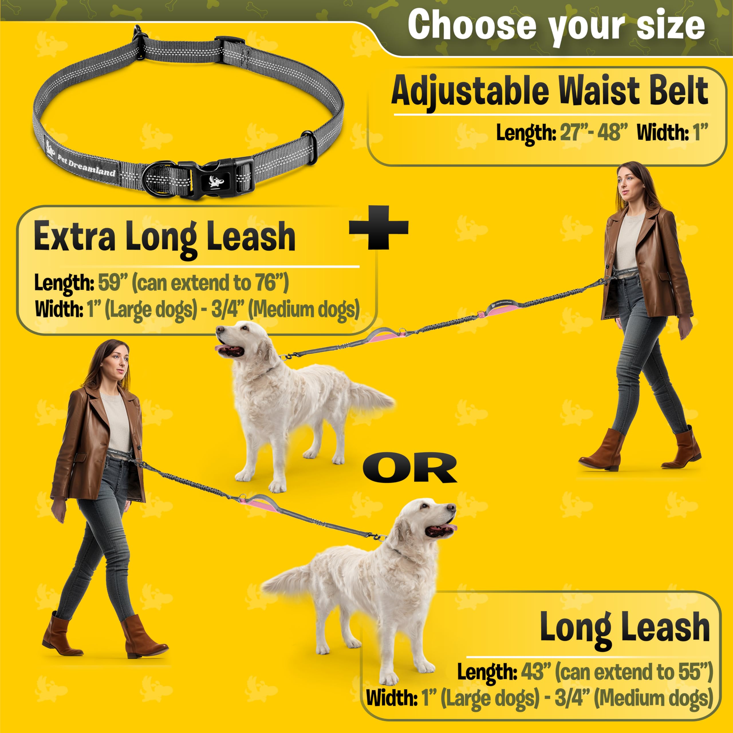 Exquisite Hands-Free Dog Leash For Large Dogs: Ultimate Comfort & Freedom For Running, Walking, Hiking. Premium Quality, Durable & Versatile Dog Leash Belt. Your Dog Will Love This Waist Leash