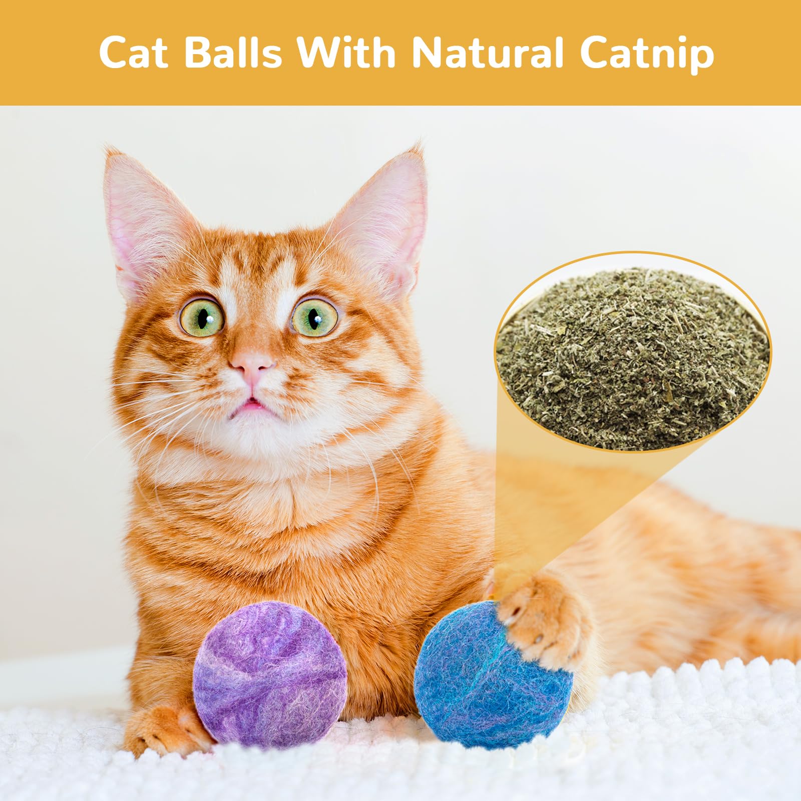 Retro Shaw Catnip Toys, Catnip Balls with Bell, Cat Toys with Silvervine and Catnip, Catnip Toys for Cats, Cat Toys for Indoor C