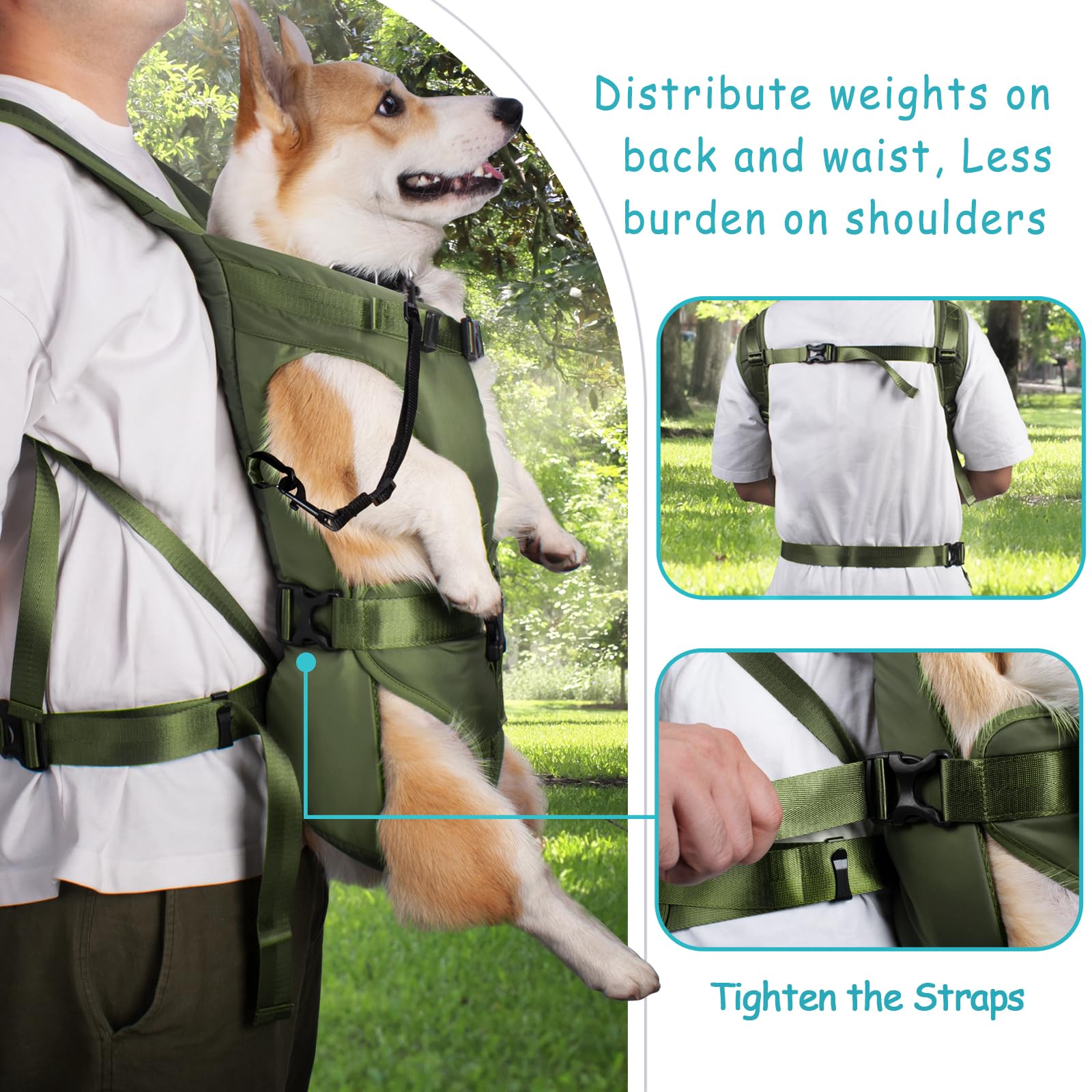 Petbonus Pet Front Dog Carrier Backpacks, Adjustable , Legs Out Easy-Fit For Medium Small Dogs, Hands Free Dog Front Carrier For