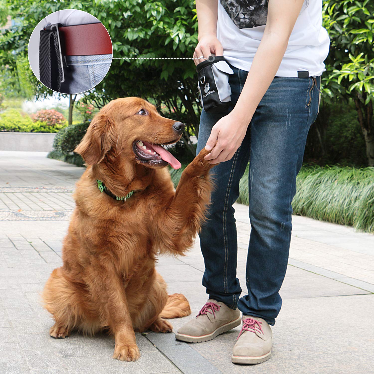 AMZNOVA Dog Treat Bag, Puppy Training Pouch, Animal Walking Snack Container Best Hiking Toys Pack Dispenser Carries with Waistba