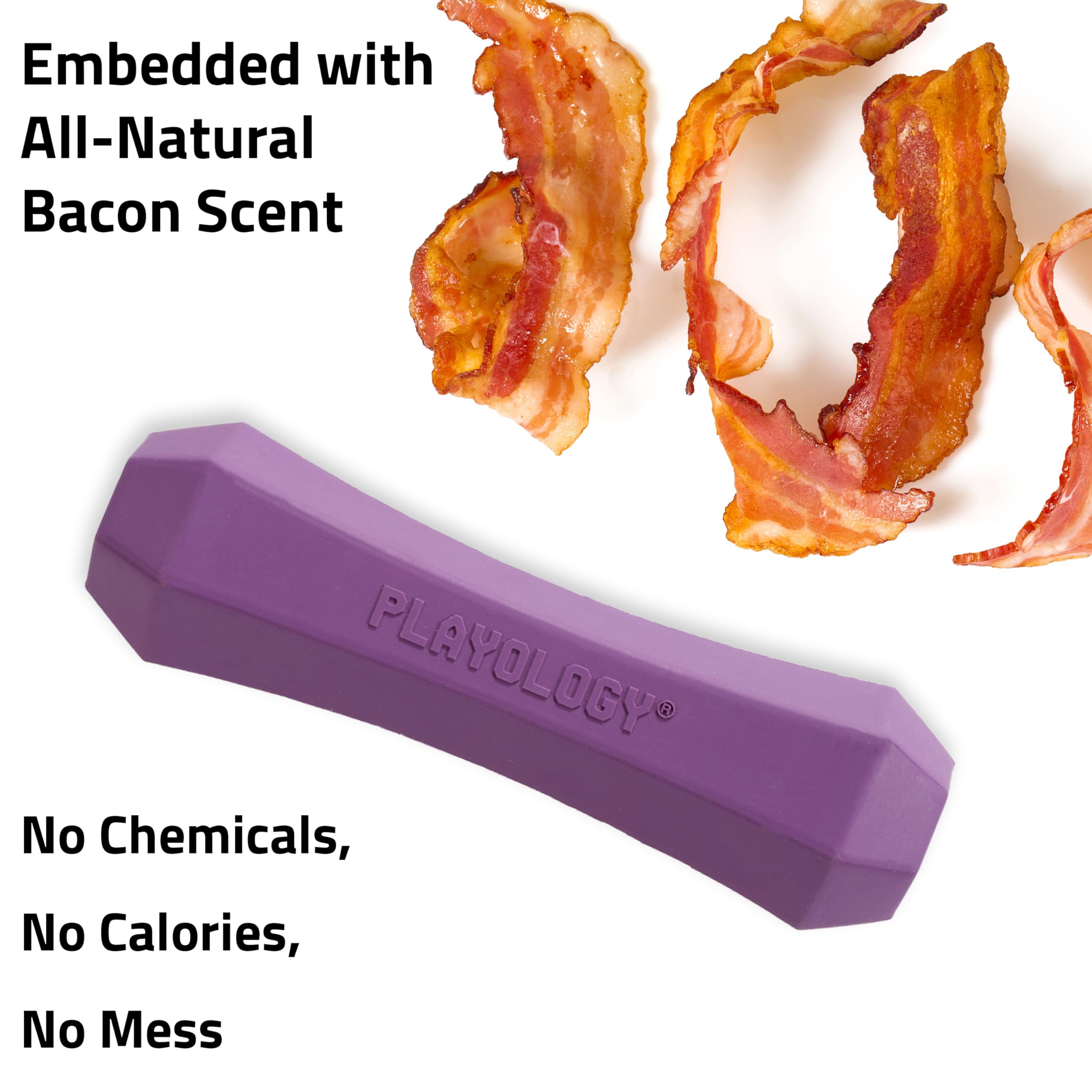 Playology Squeaky Chew Stick Dog Toy Value 2-Pack For Medium Dogs Up To 50Lbs | Engaging All-Natural Bacon Scented Chew Toy For