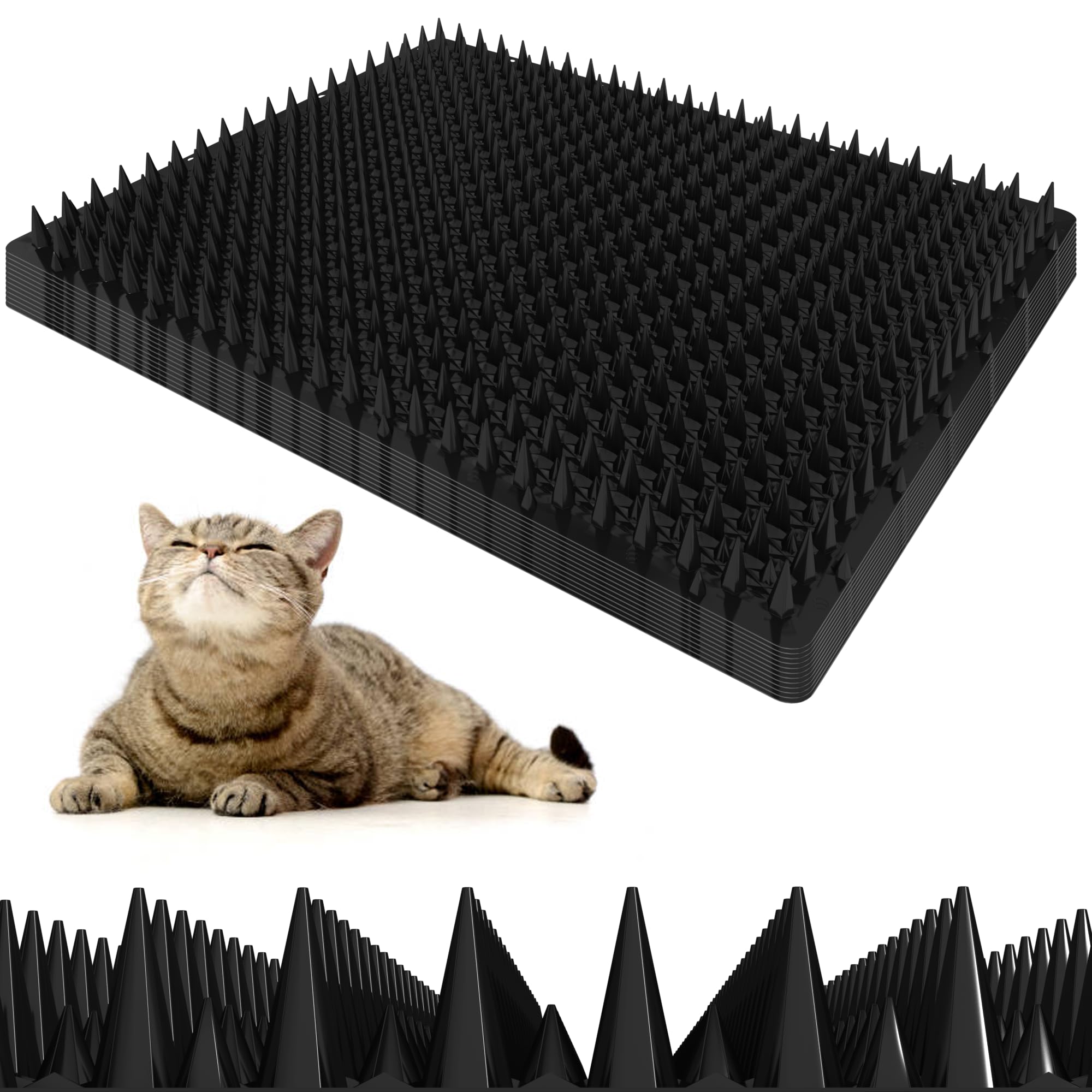 12 Pack Upgraded Black Cat Repellent Mat - 16 x 13 Scat Mat for Cats Has Uneven Spikes is an Effective Scat Mats for Dogs, Stray