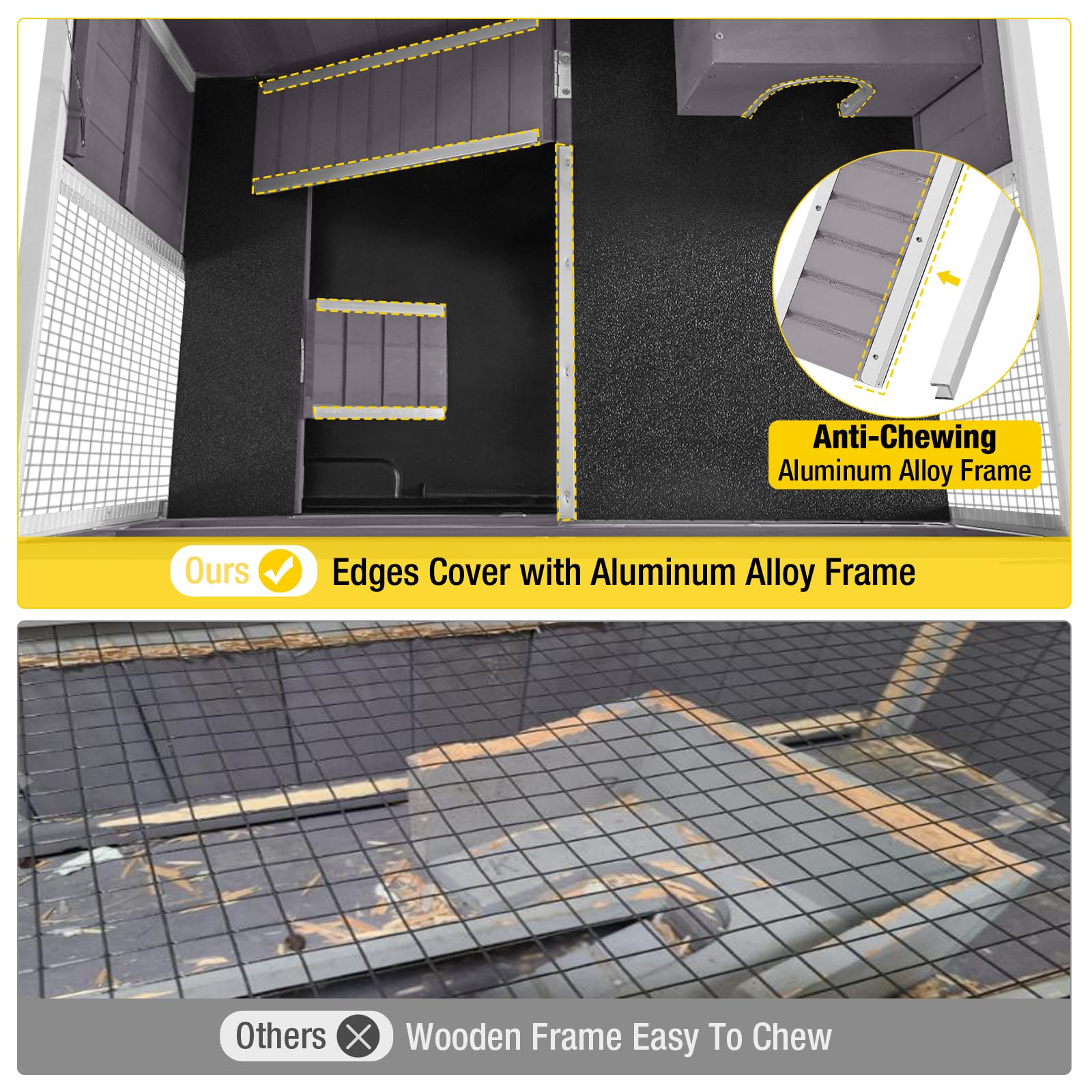 Hamster Cage Large Guinea Pig Cage With Metal Frame Movable Rat Habitat With Aluminium Alloy Edge,Plastic Deep Not Leakage Pull