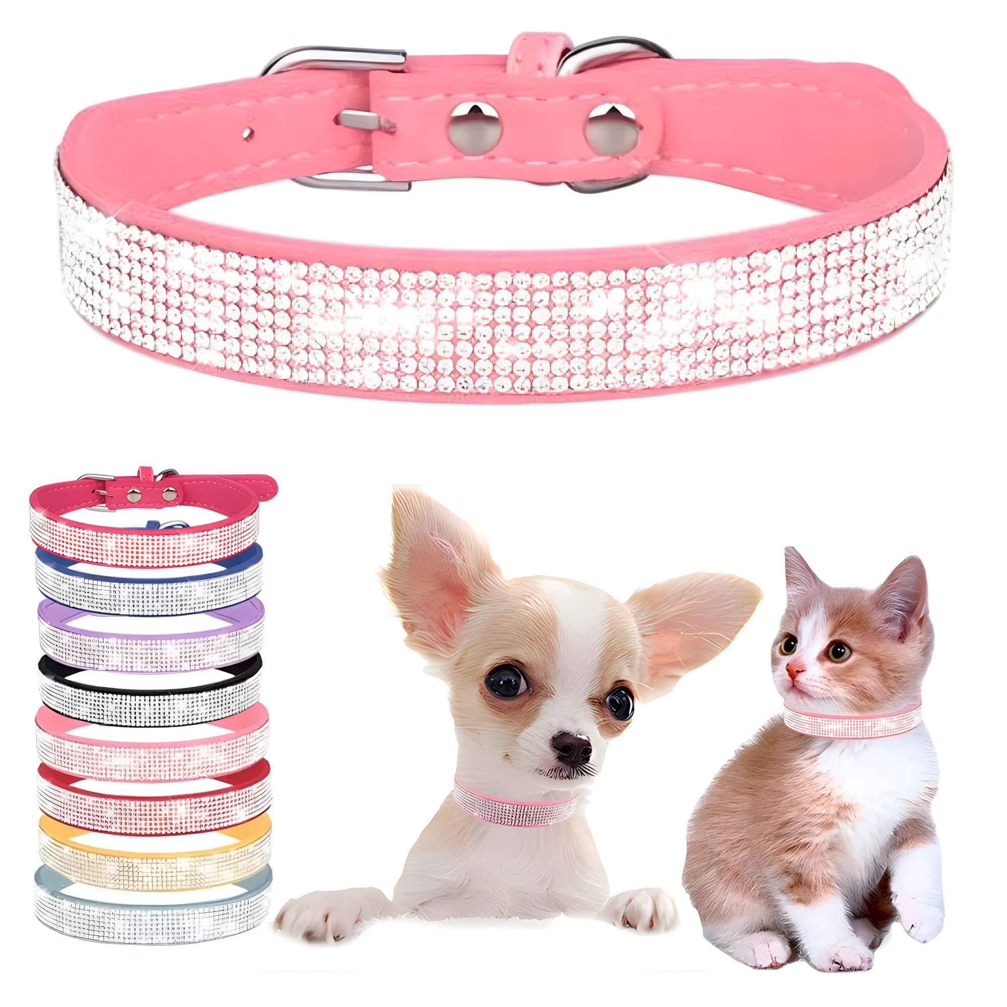Bling Dog Collars For Medium Dogs With Rhinestone Female Bling Puppy Collar Girl Diamond Cat Collars Sparkly Crystal Jewelry Cut