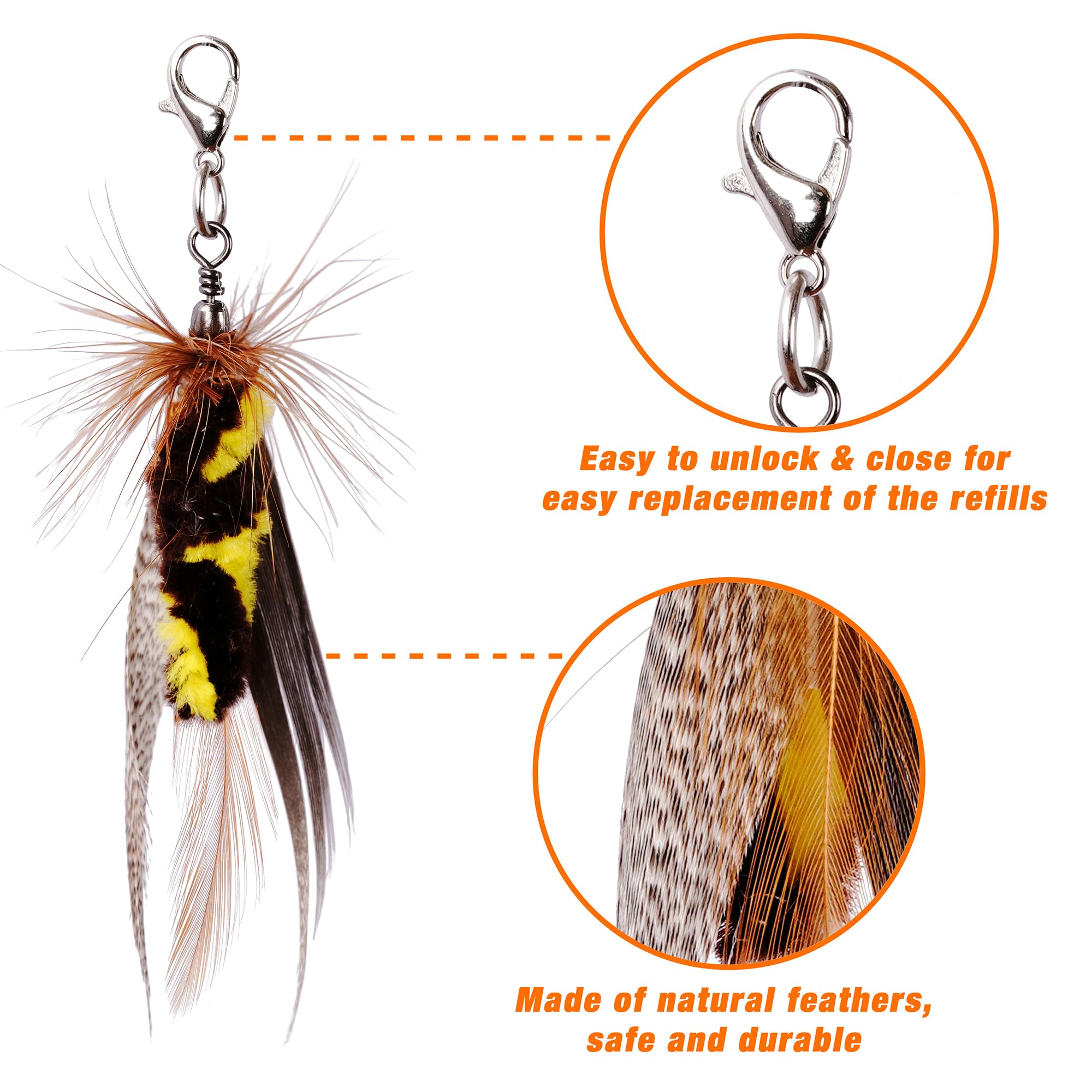 Jxfukal Feather Toy Refills, 3Pcs Simulation Mini Insects Lures Wand Attachment Toys Replacement For Kitty Kitten Indoor Cats Ac