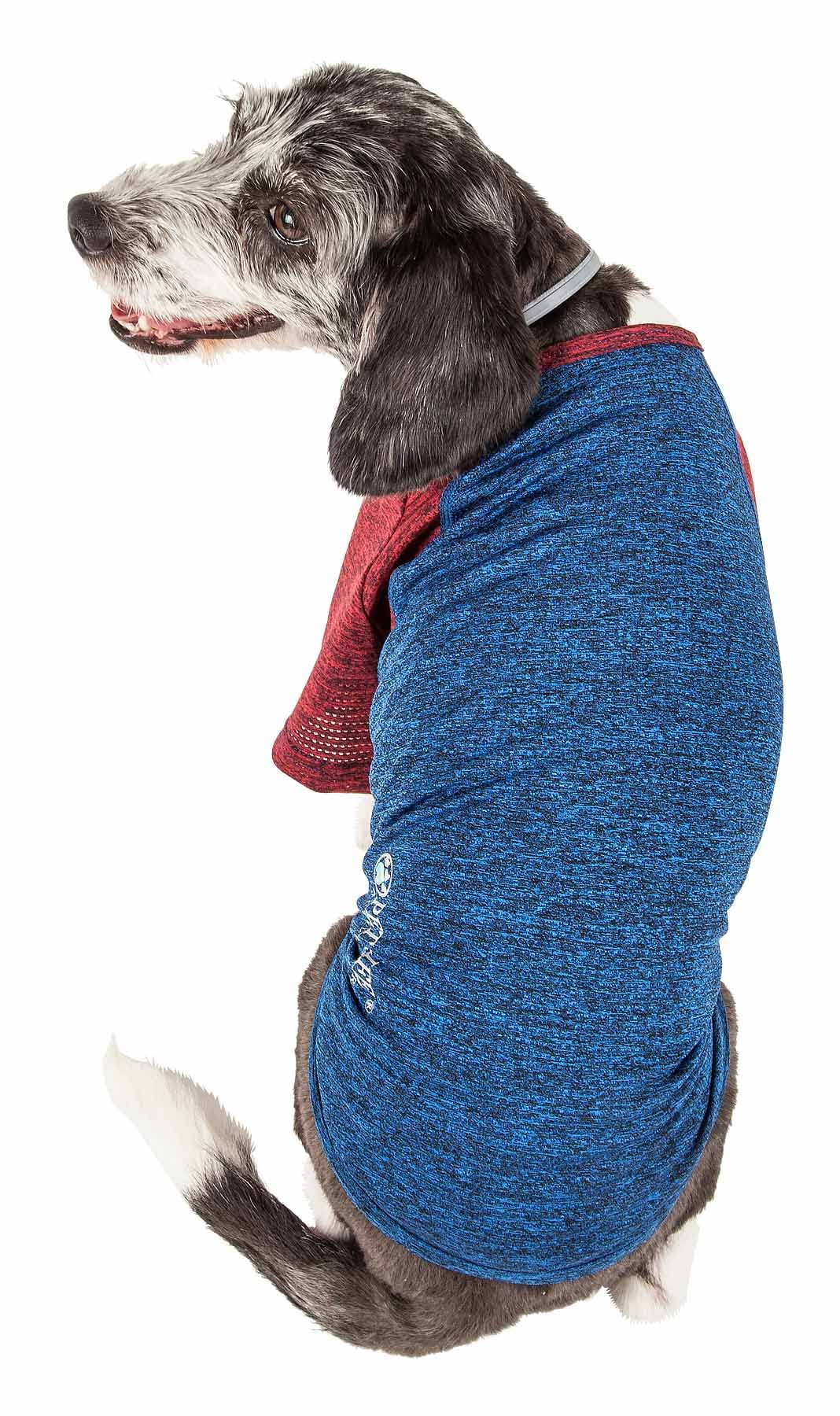 Pet Life Active Hybreed 4-Way Stretch Two-Toned Performance Dog T-Shirt, Large, Blue