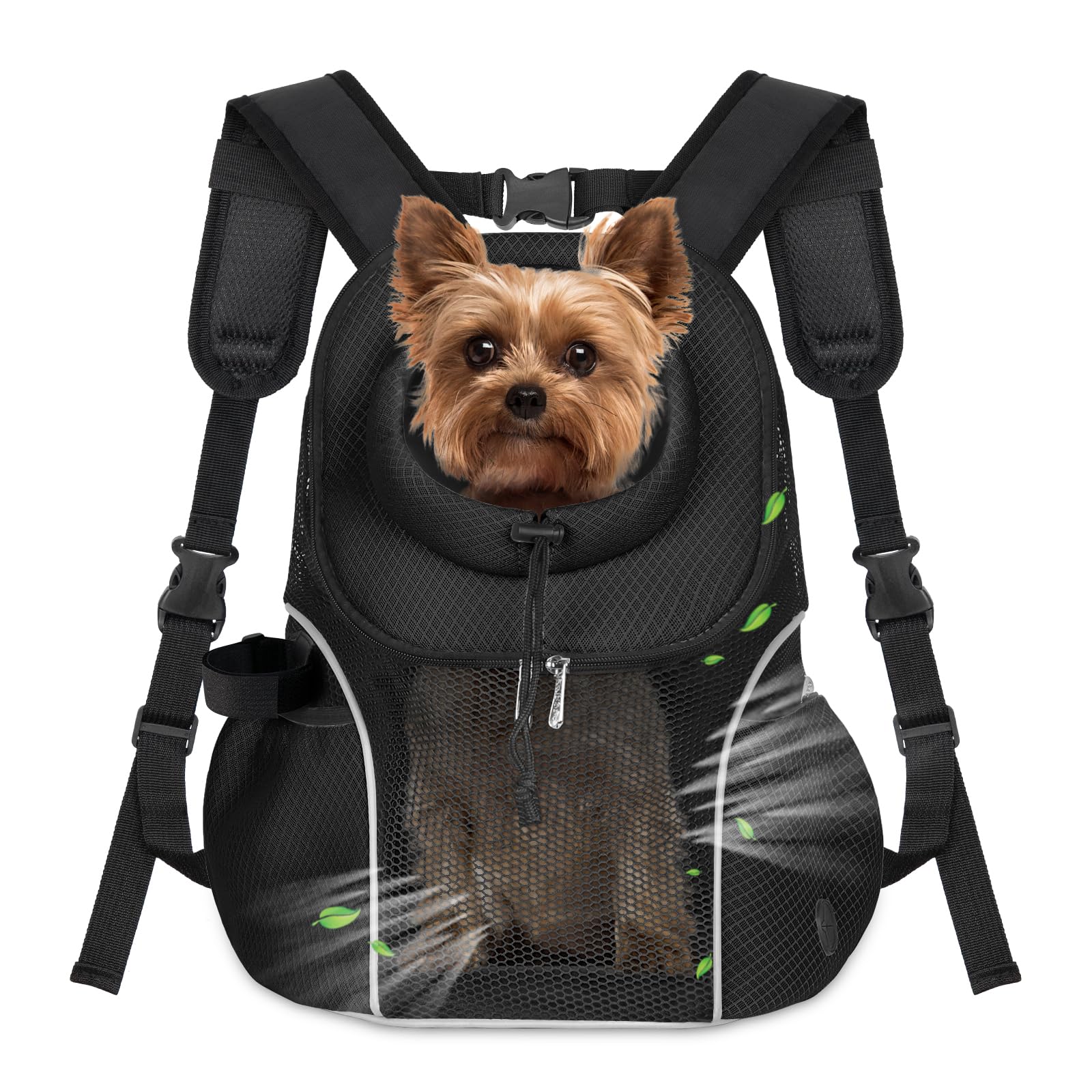Woyyho Pet Dog Carrier Backpack Small Dog Front Backpack Ventilated Mesh Dog Travel Back Pack With Safety Belt For Travel Hiking