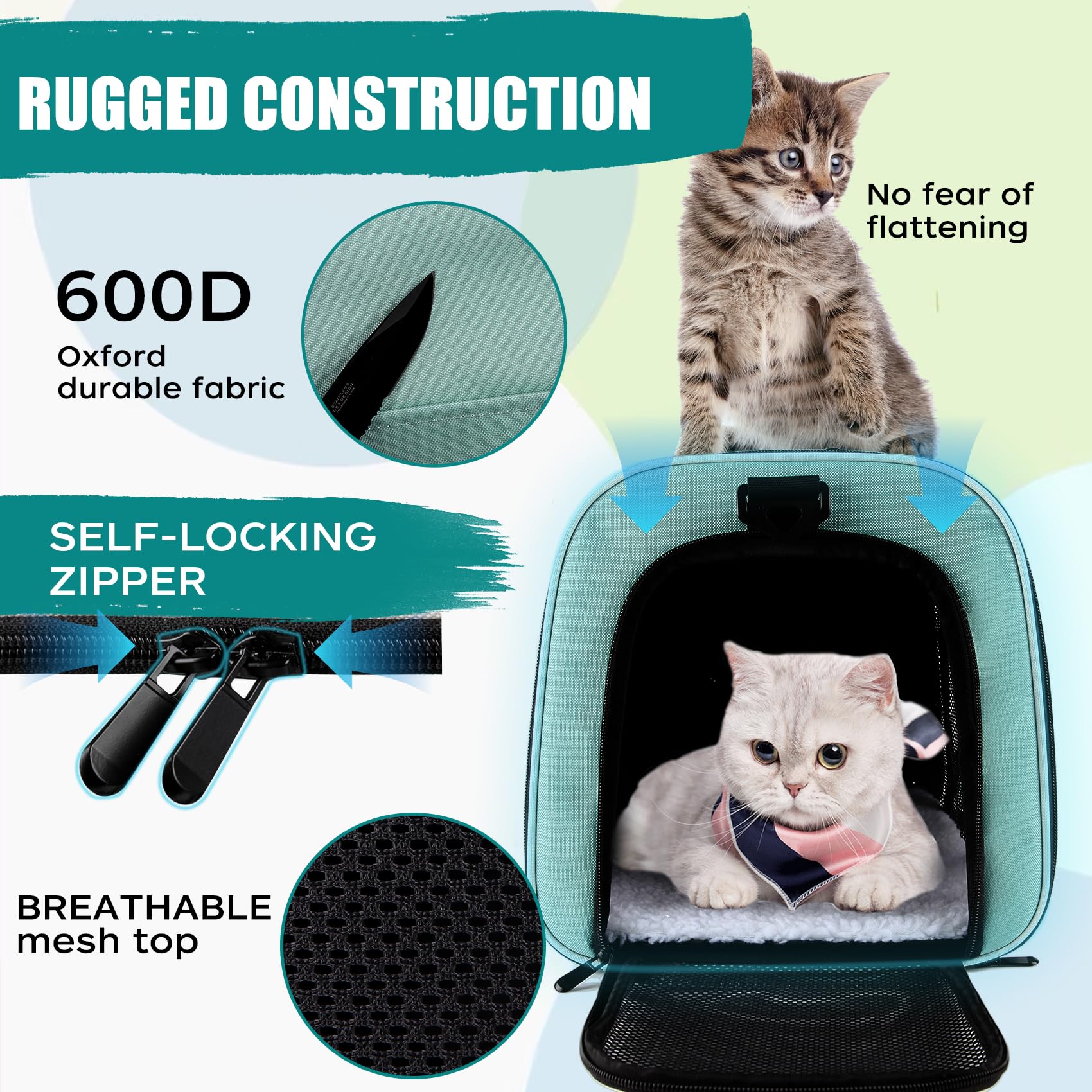 Cat, Dog Carrier For Small Medium Pet Carriers Up To15Lbs, Cat Carrier Soft- Sided Puppy Cat Bag Portable Foldable Airline Appro