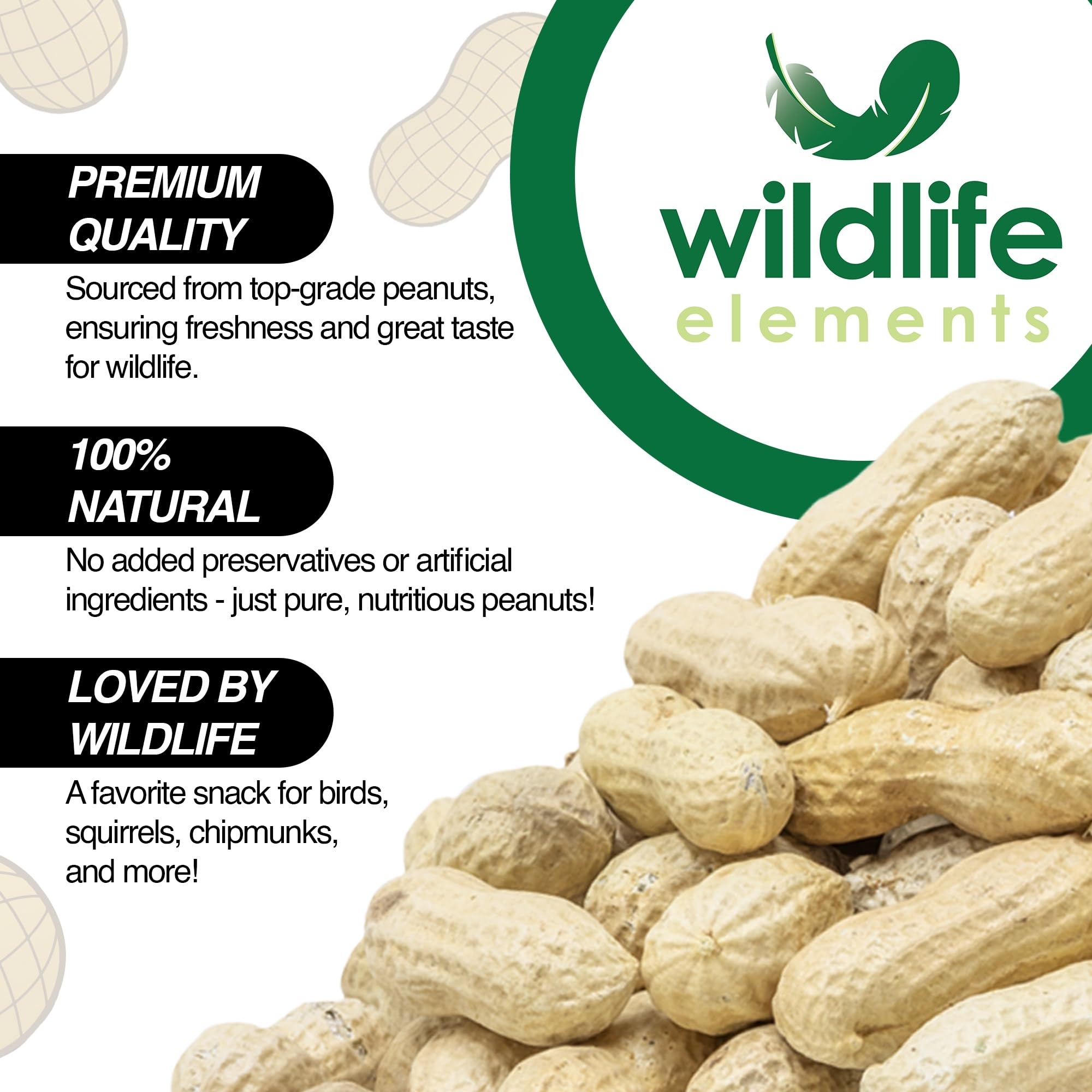 Wildlife Elements Peanut Party Unprocessed, Raw in-Shell Peanuts Wildlife Animal Food,10lb - Rich in Protein, Healthy Fats, and