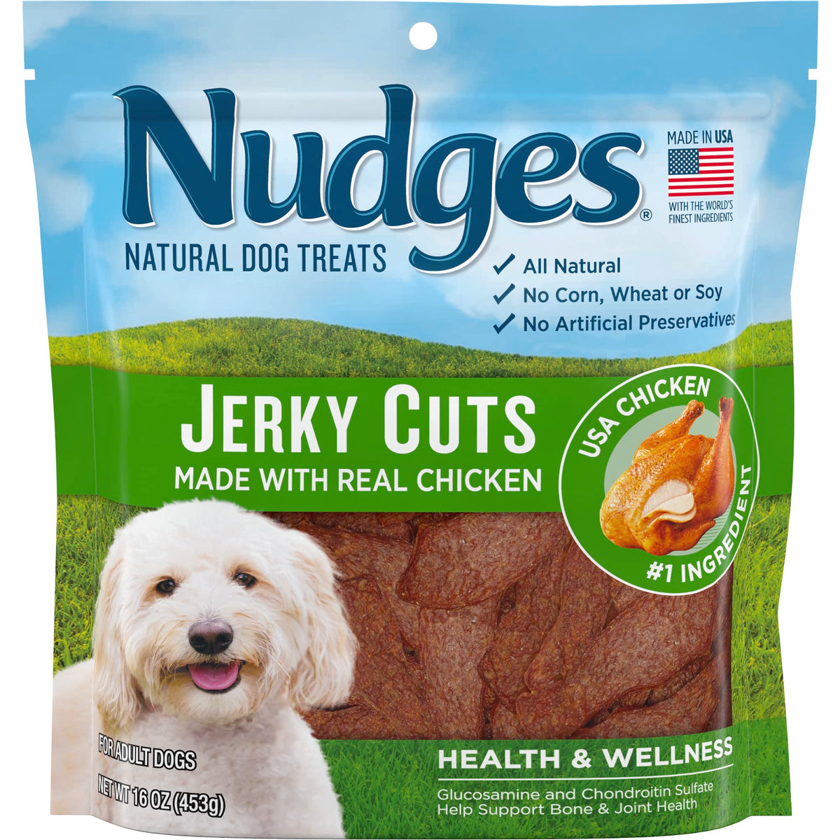 Blue Buffalo Nudges Jerky Cuts Natural Dog Treats, Chicken, 16Oz Bag