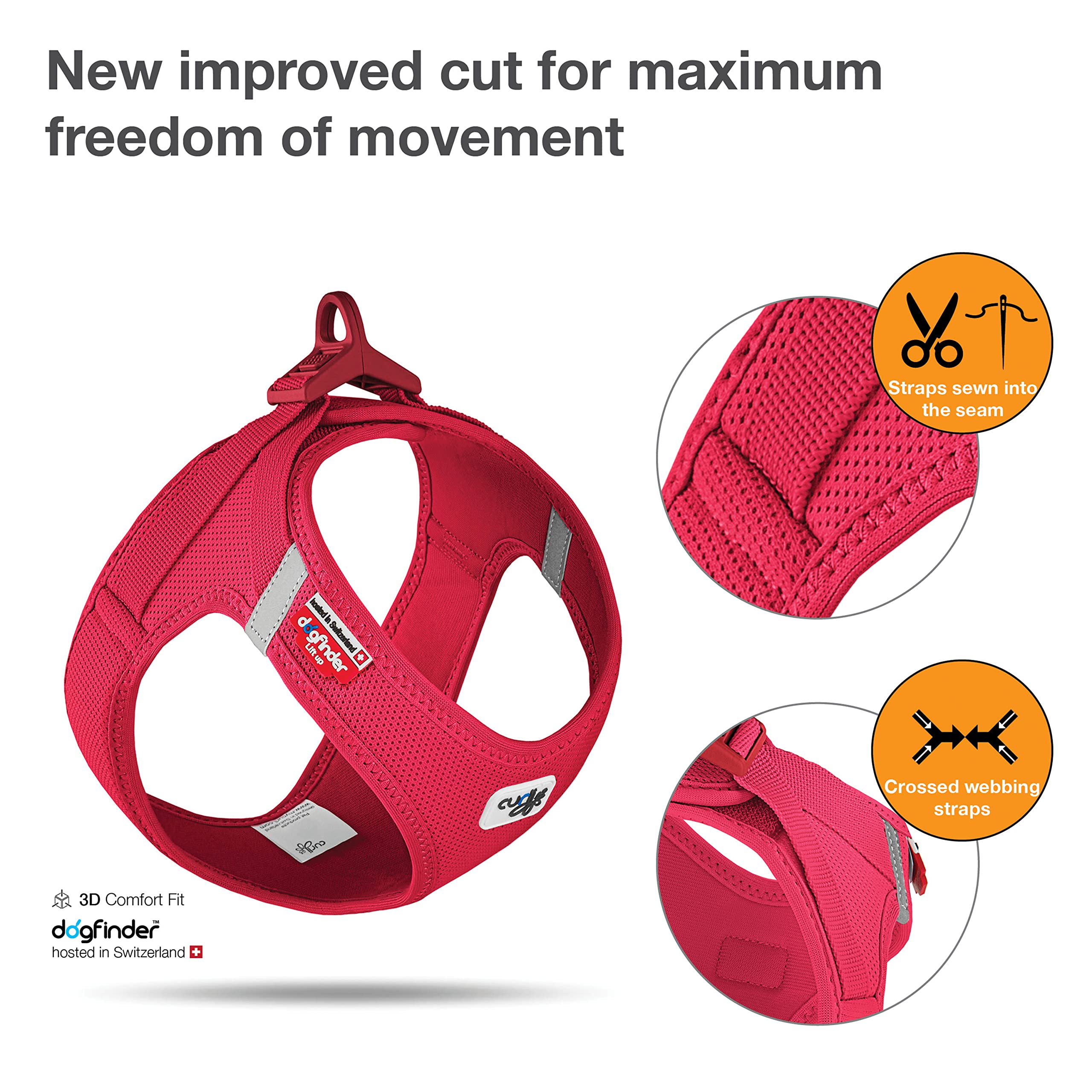 Vest Harness Curli Clasp Air-Mesh Red Xs